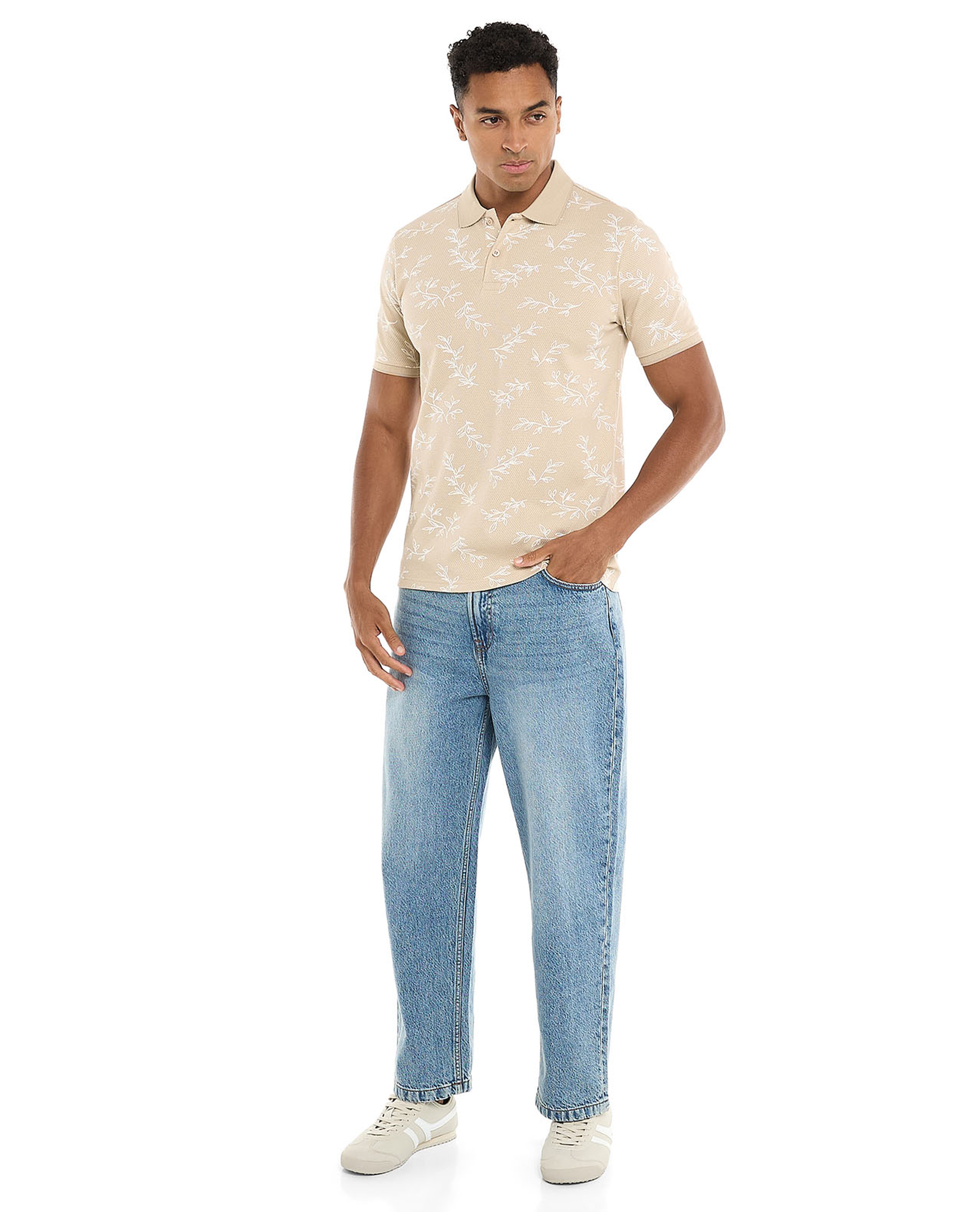 Printed Polo T-Shirt with Short Sleeves