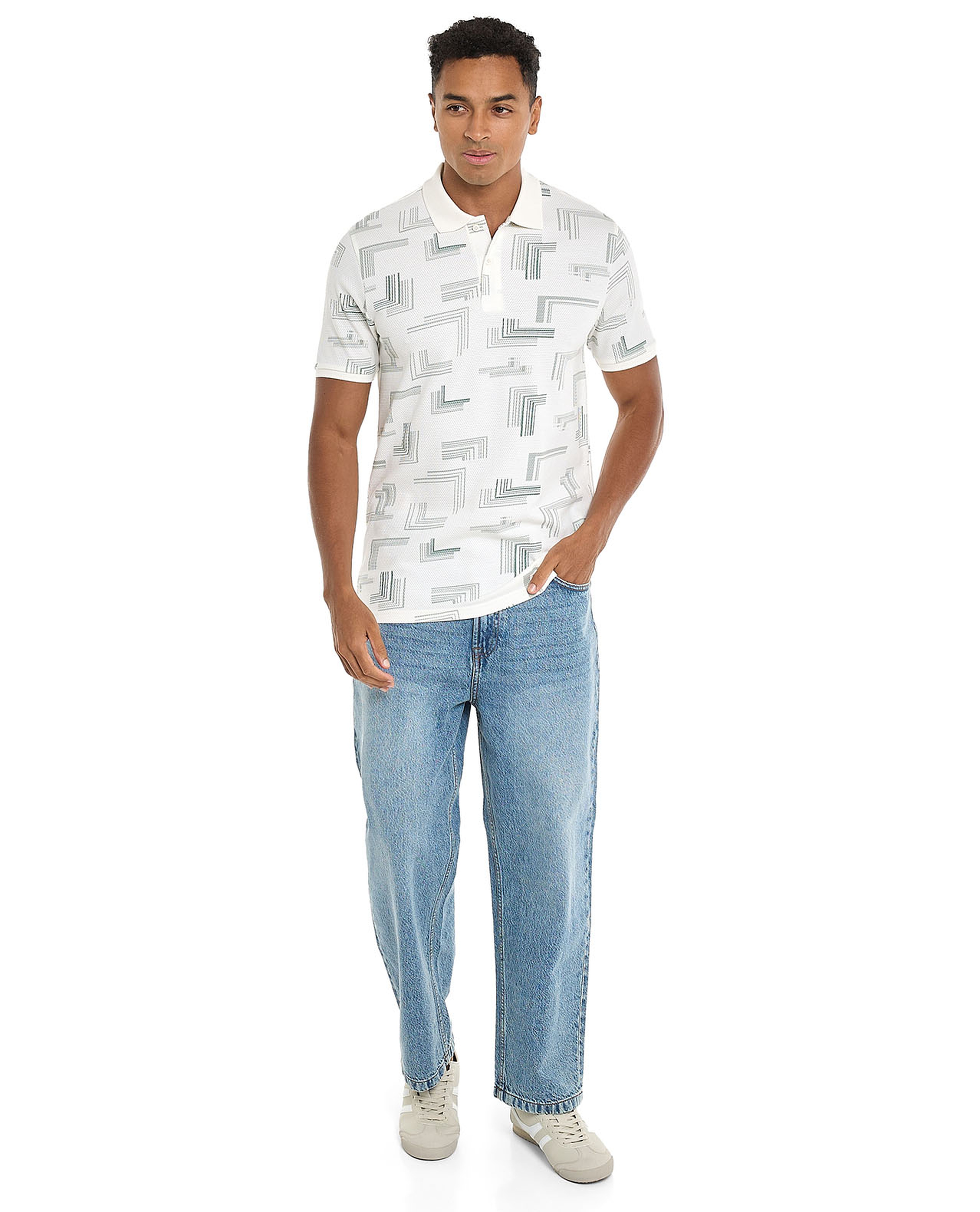 Printed Polo T-Shirt with Short Sleeves