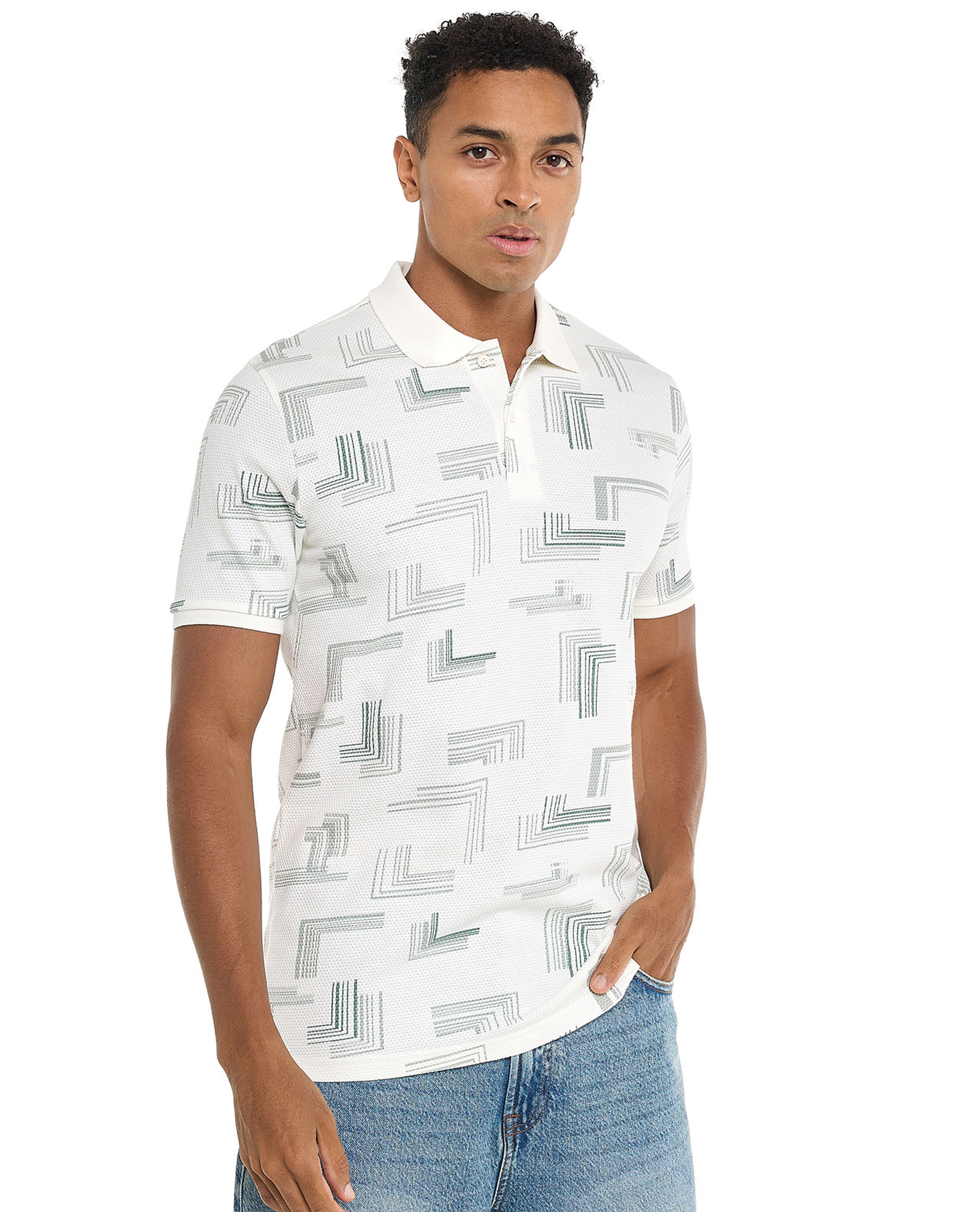Printed Polo T-Shirt with Short Sleeves