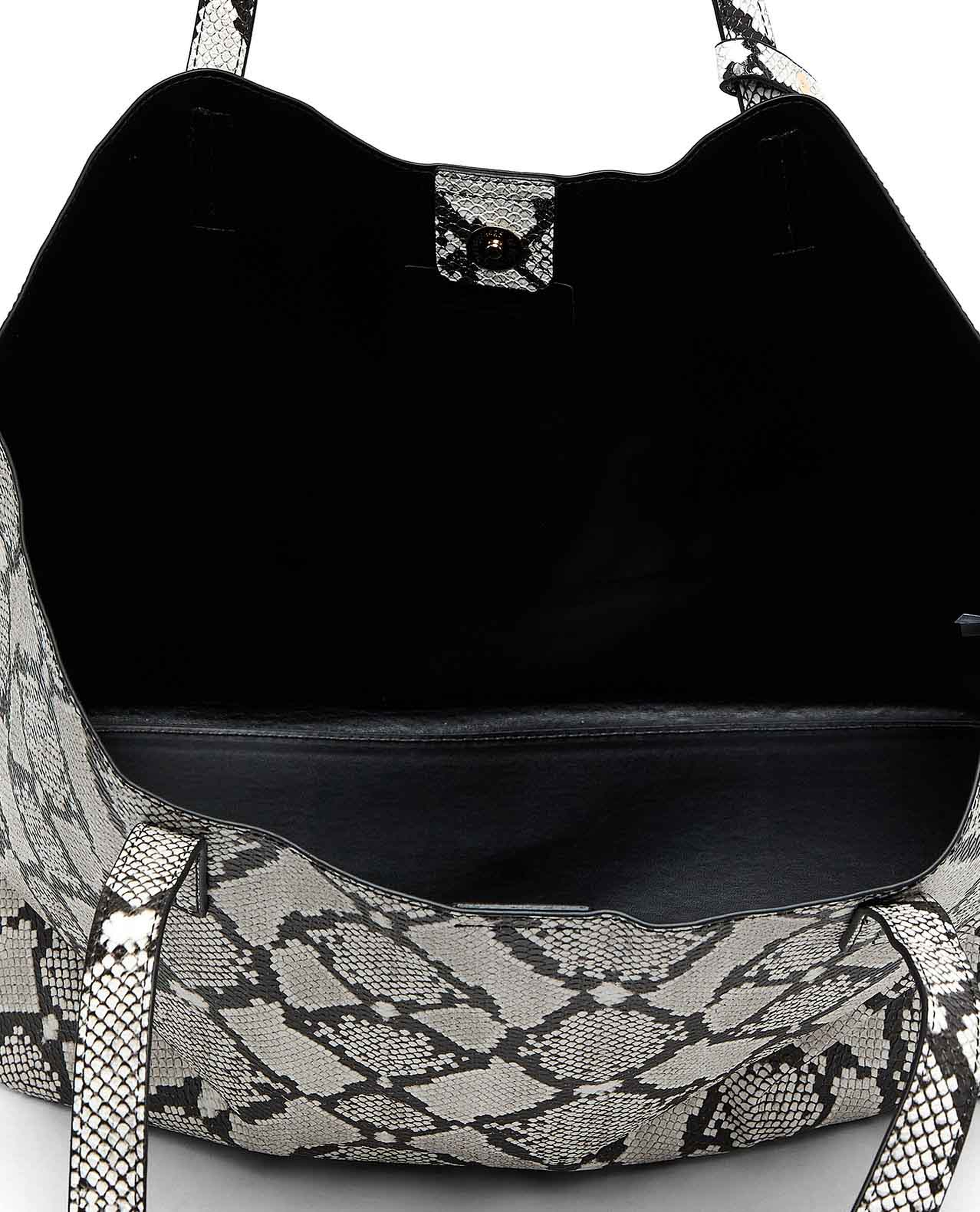 حقيبة كتف بطبعة جلد أفعى مع باوتش