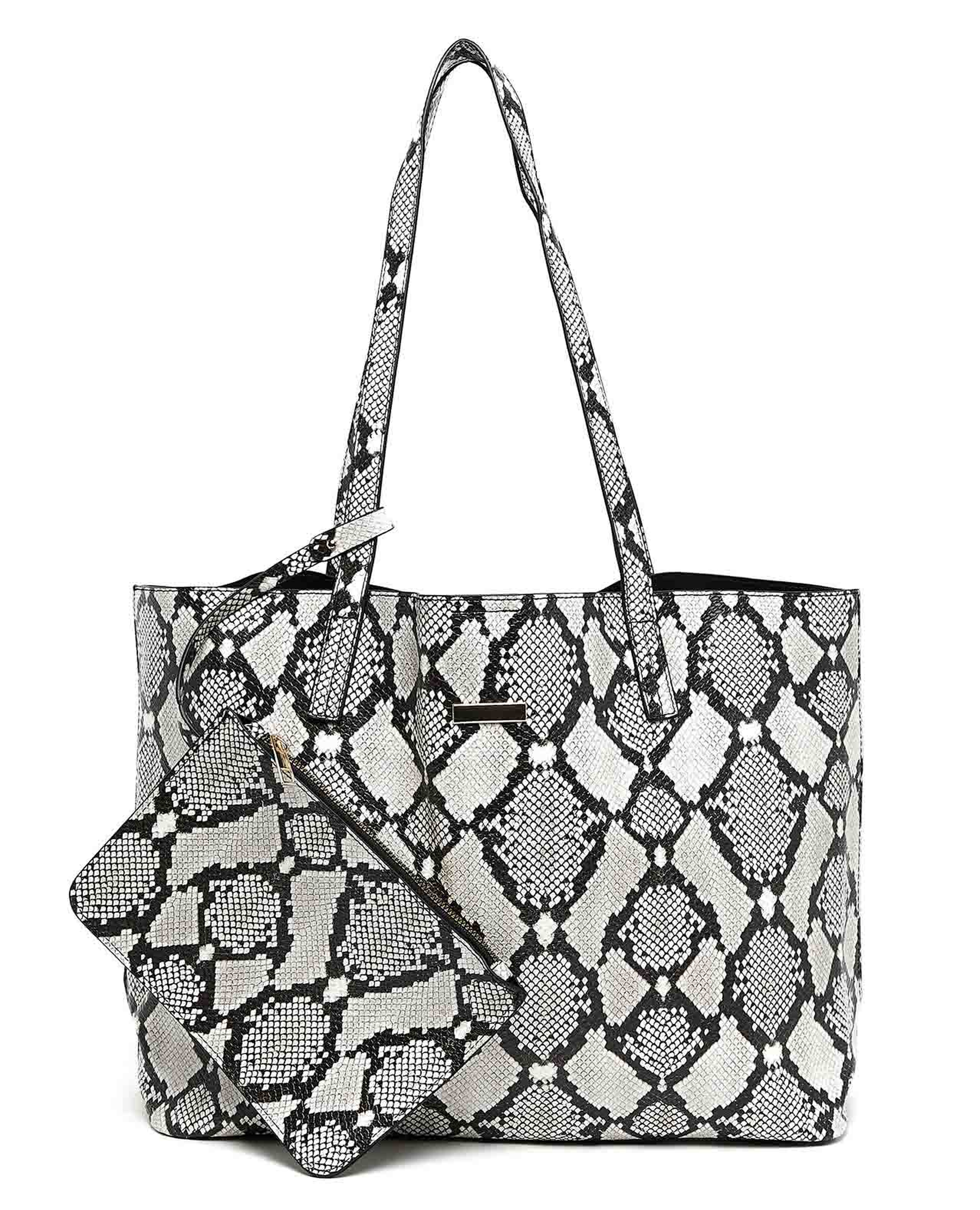 Snakeskin Shoulder Bag with Pouch