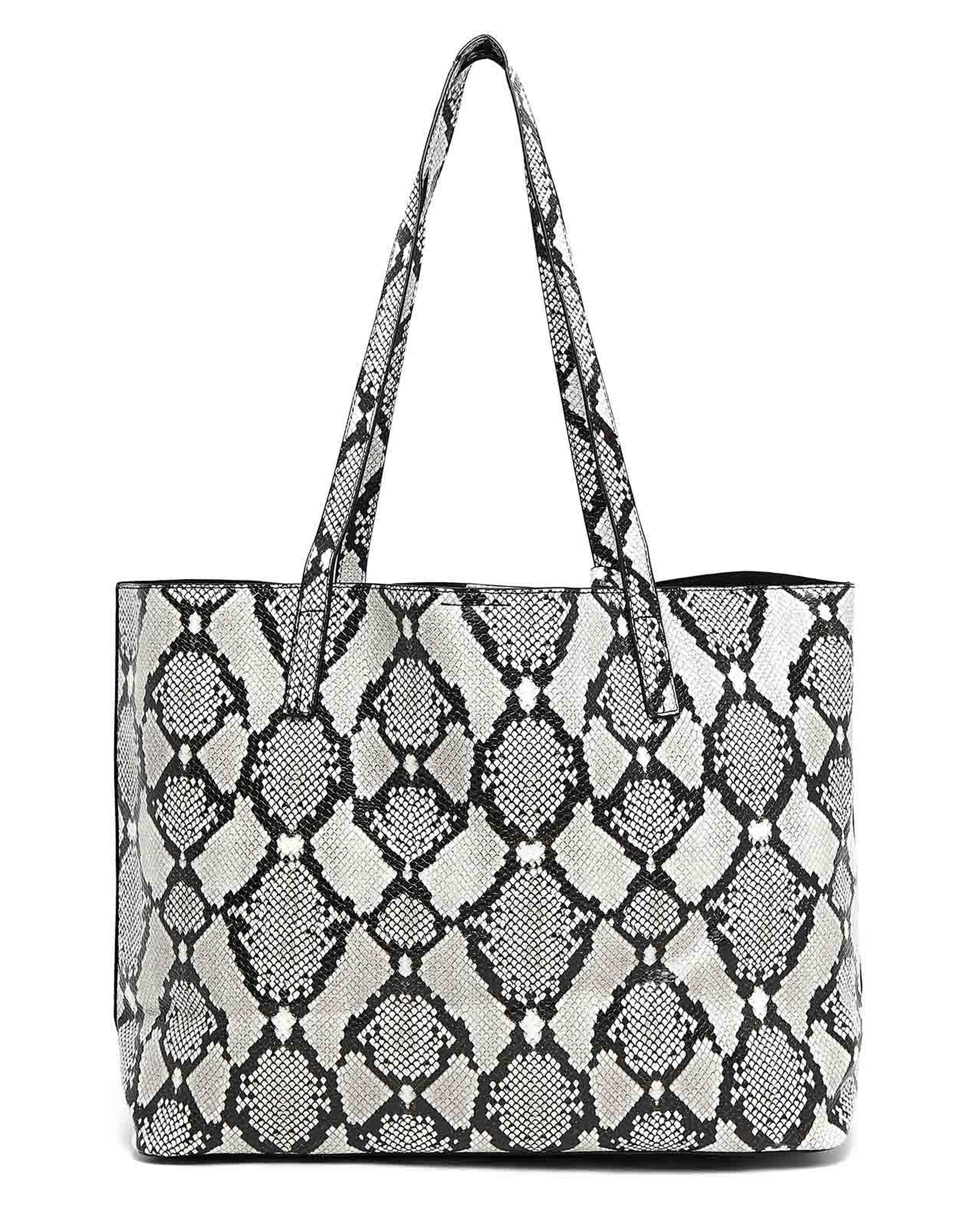 حقيبة كتف بطبعة جلد أفعى مع باوتش