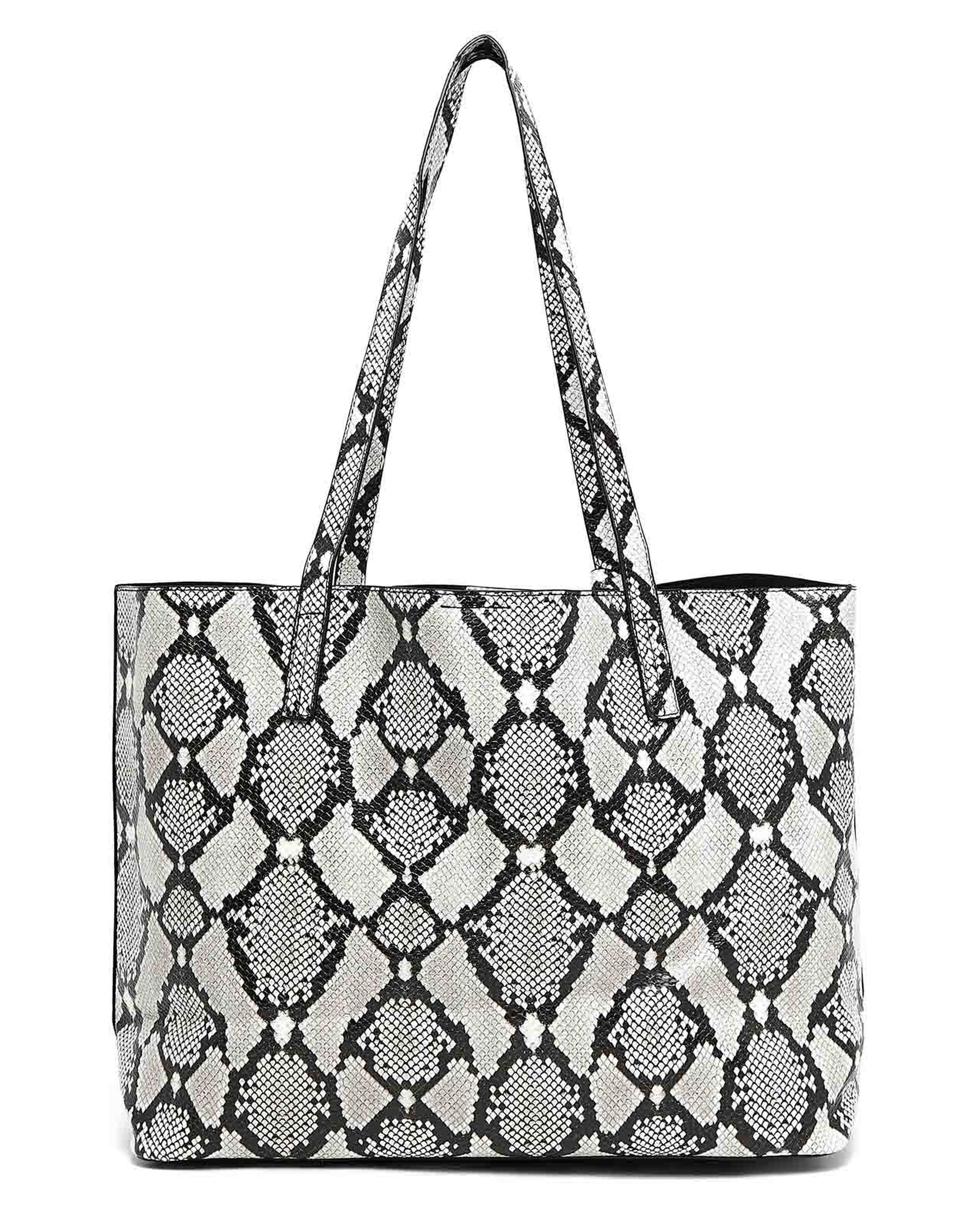 حقيبة كتف بطبعة جلد أفعى مع باوتش