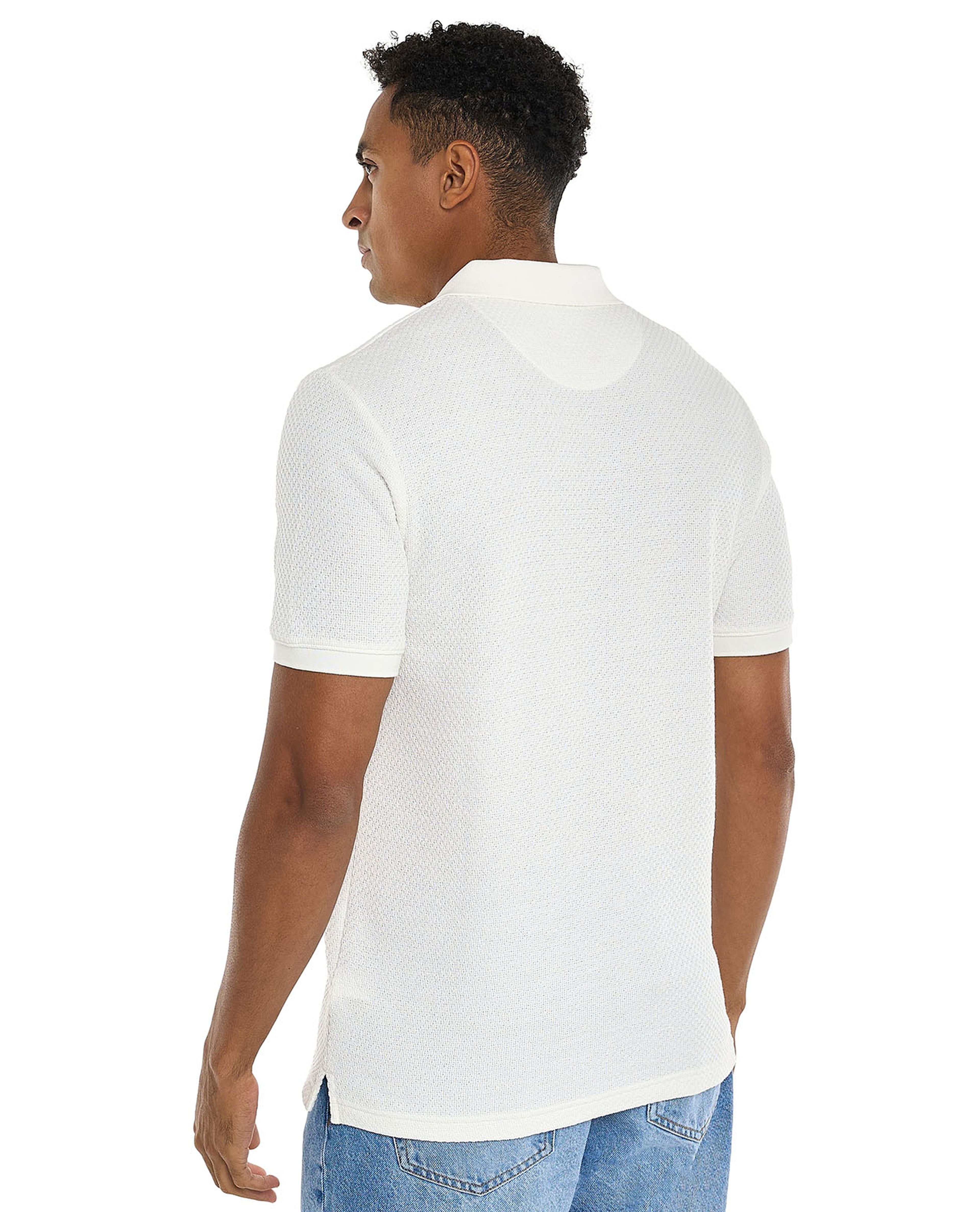 Textured Polo T-Shirt with Short Sleeves