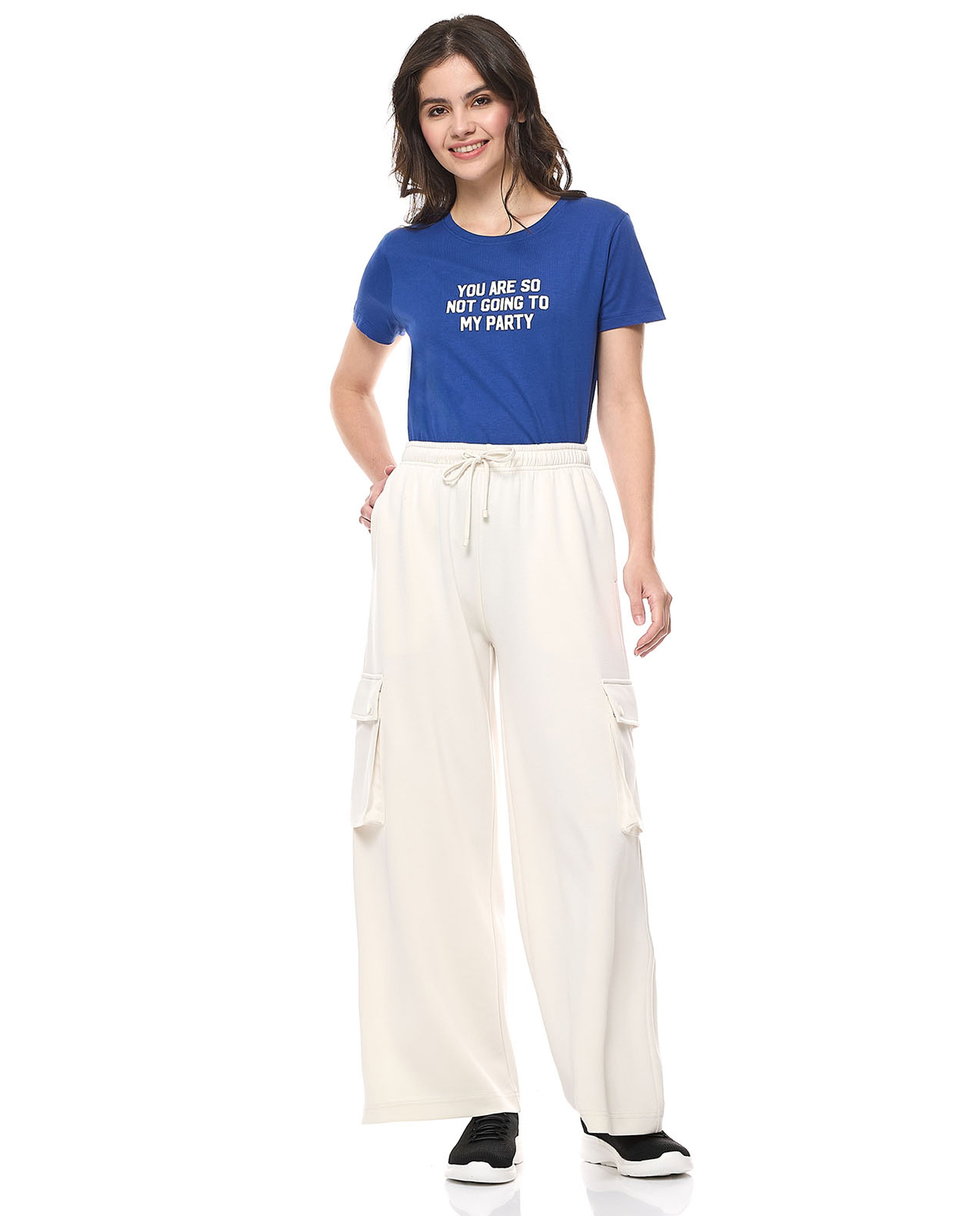 Typography Print T-Shirt With Crew Neck and Short Sleeves