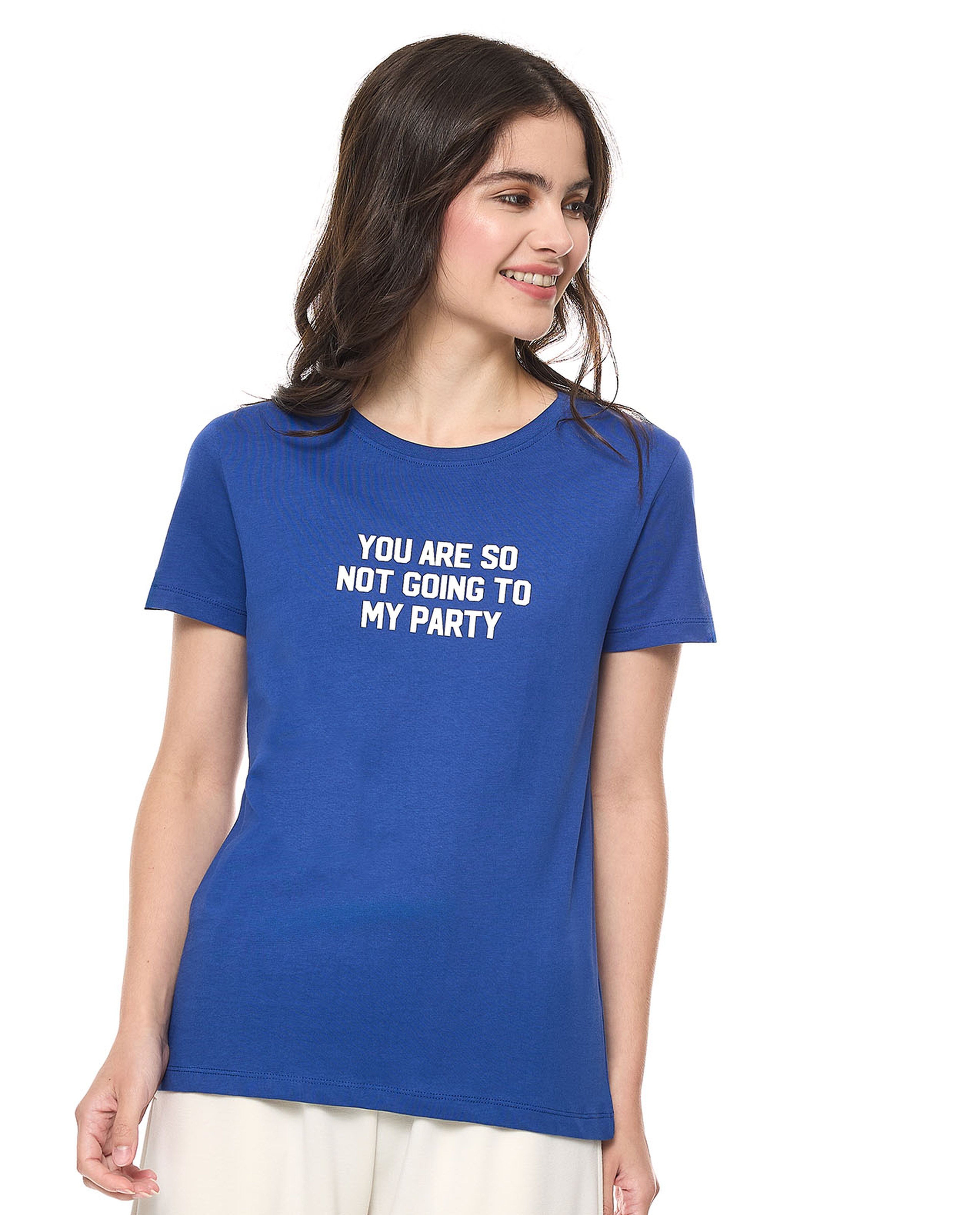 Typography Print T-Shirt With Crew Neck and Short Sleeves