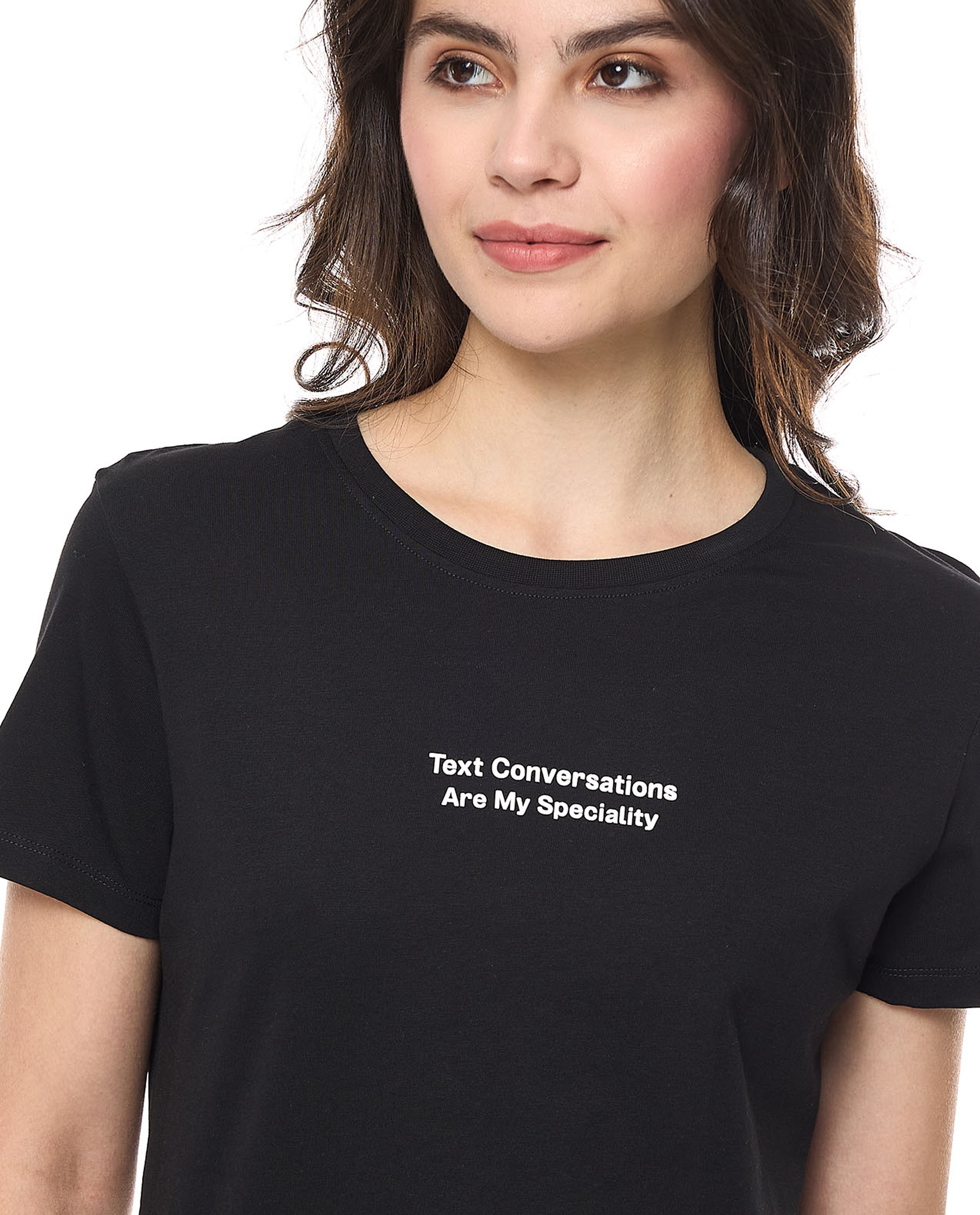 Typography Print T-Shirt With Crew Neck and Short Sleeves