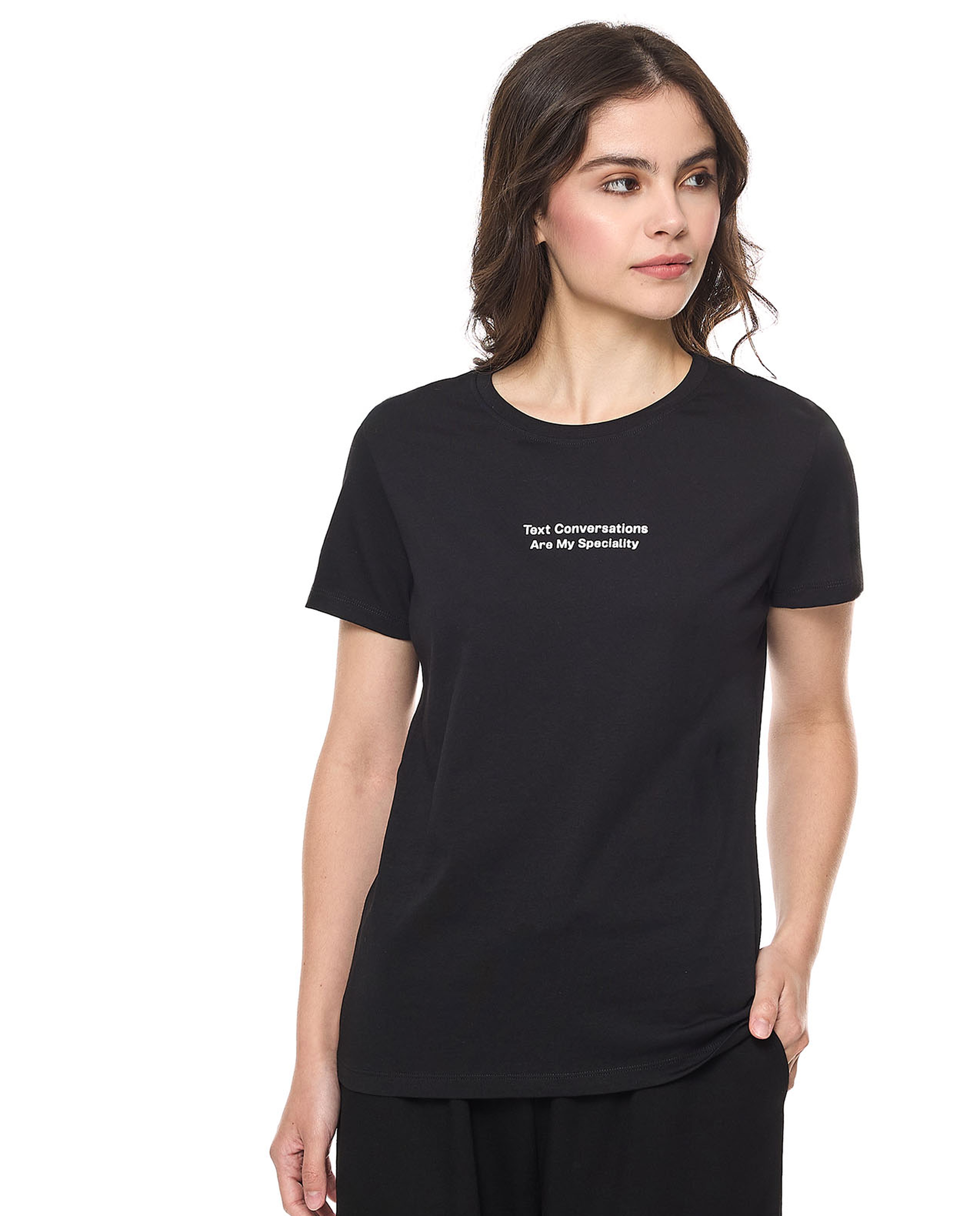 Typography Print T-Shirt With Crew Neck and Short Sleeves