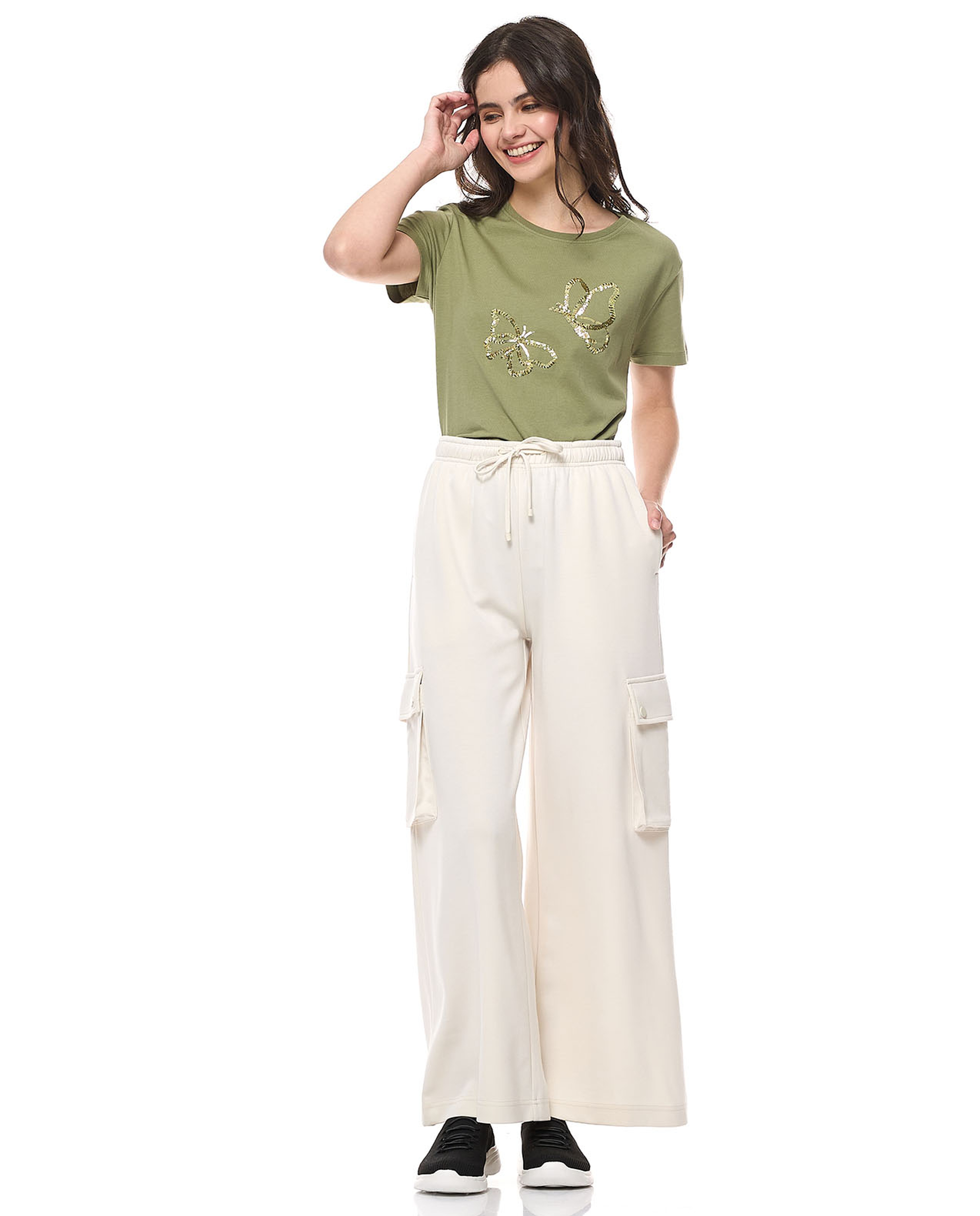 Sequins T-Shirt With Crew Neck and Short Sleeves