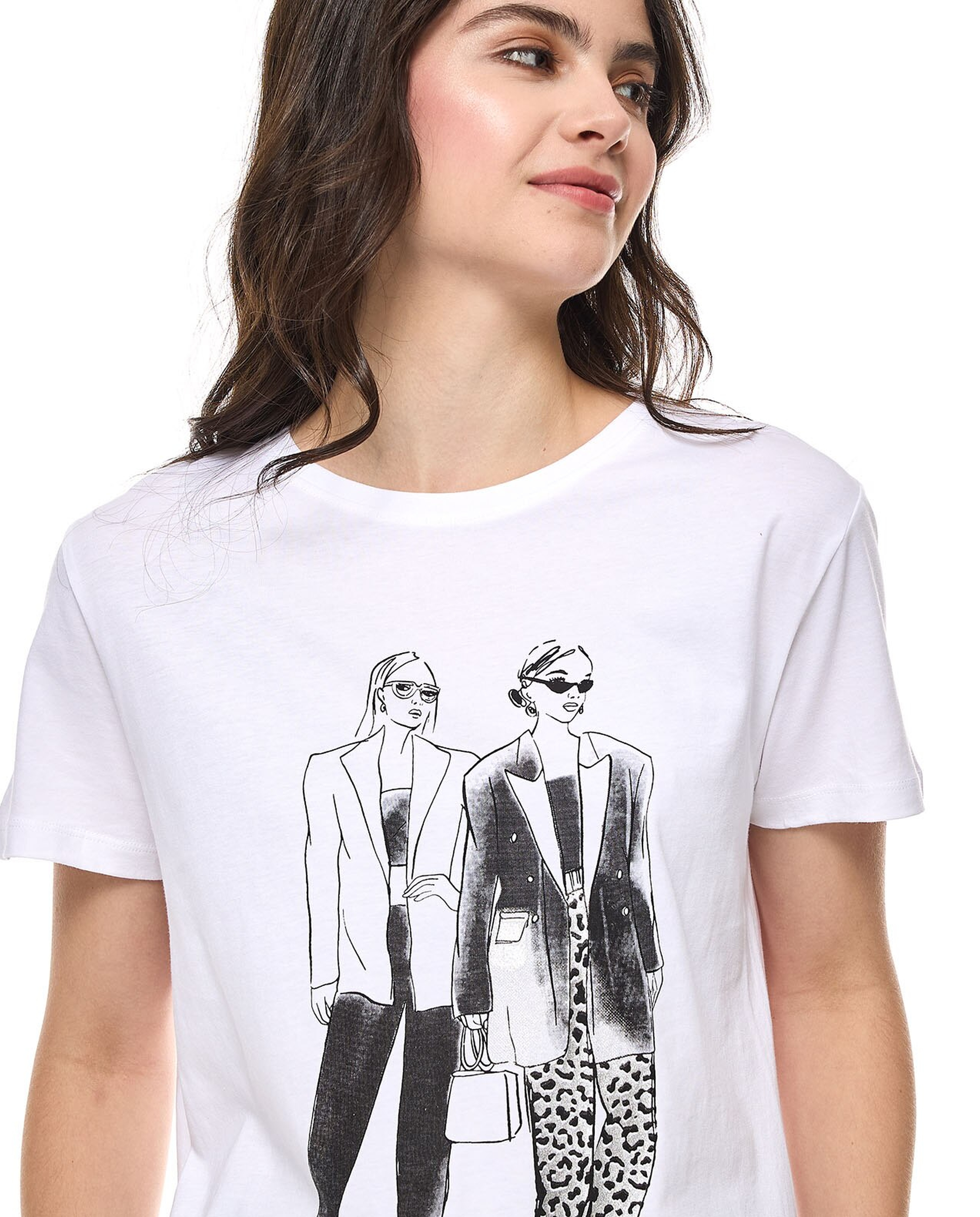 Printed T-Shirt With Crew Neck and Short Sleeves