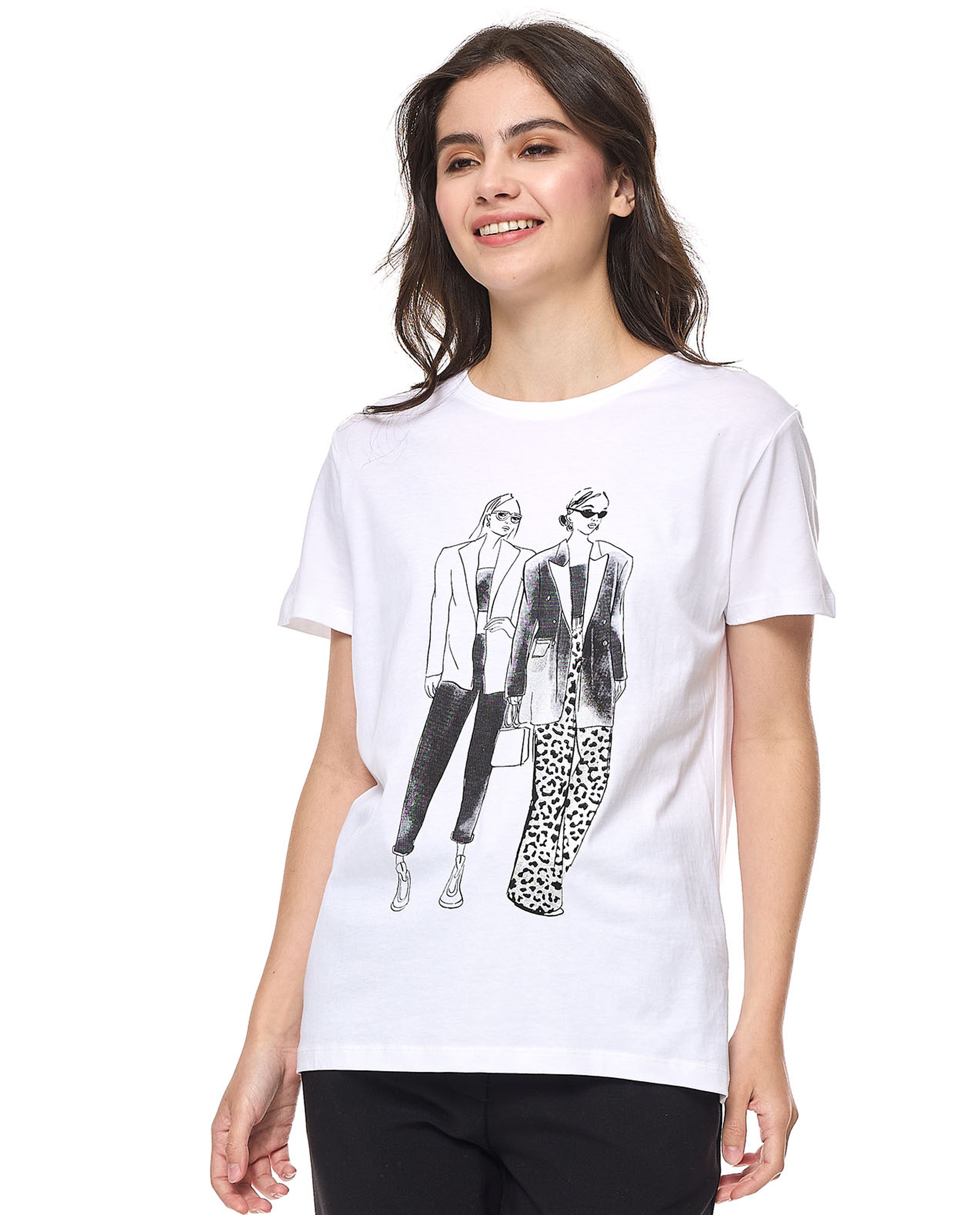 Printed T-Shirt With Crew Neck and Short Sleeves