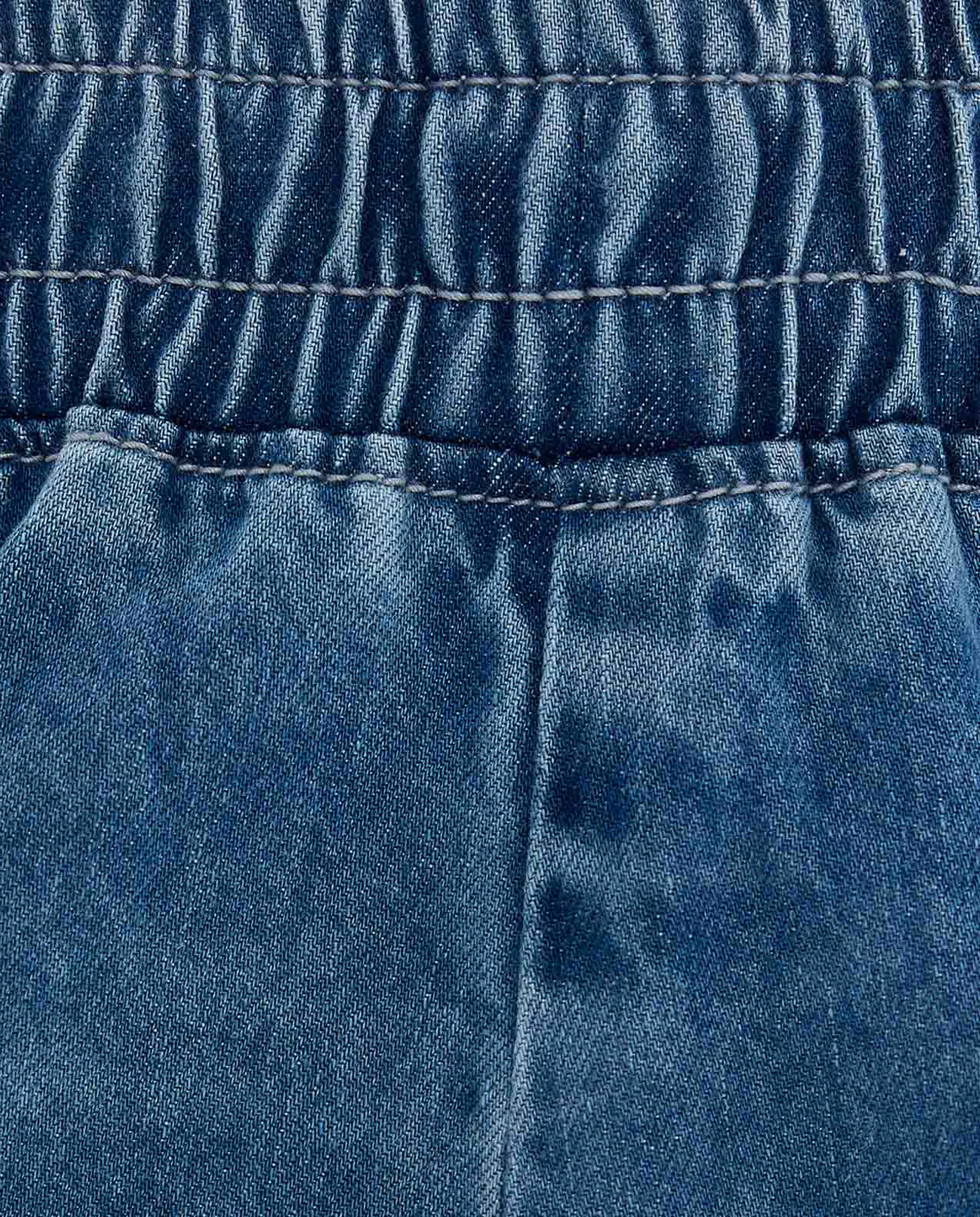 Washed Denim Shorts with Elastic Waist