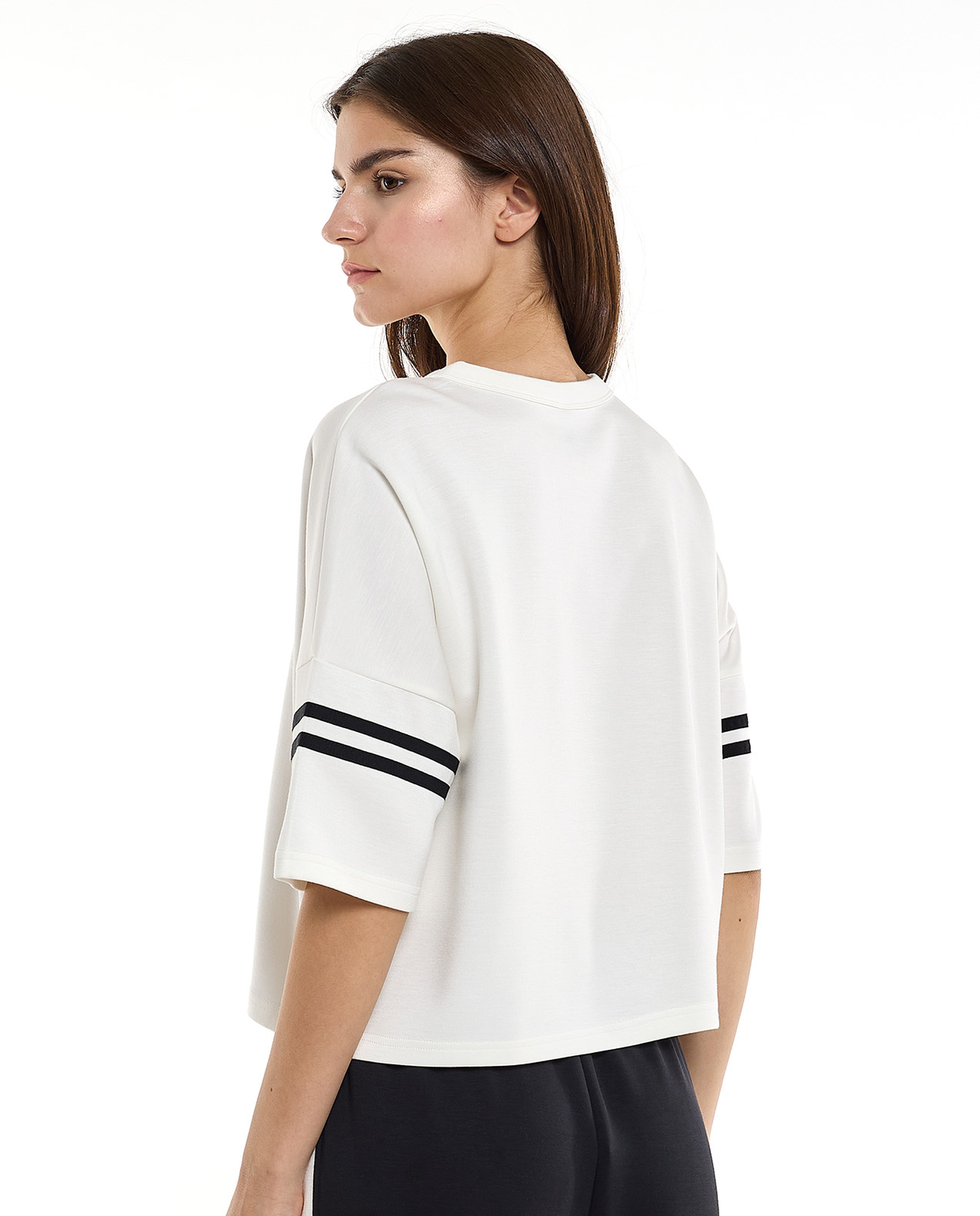 Stripe Detail Active T-Shirt with Crew Neck and Short Sleeves