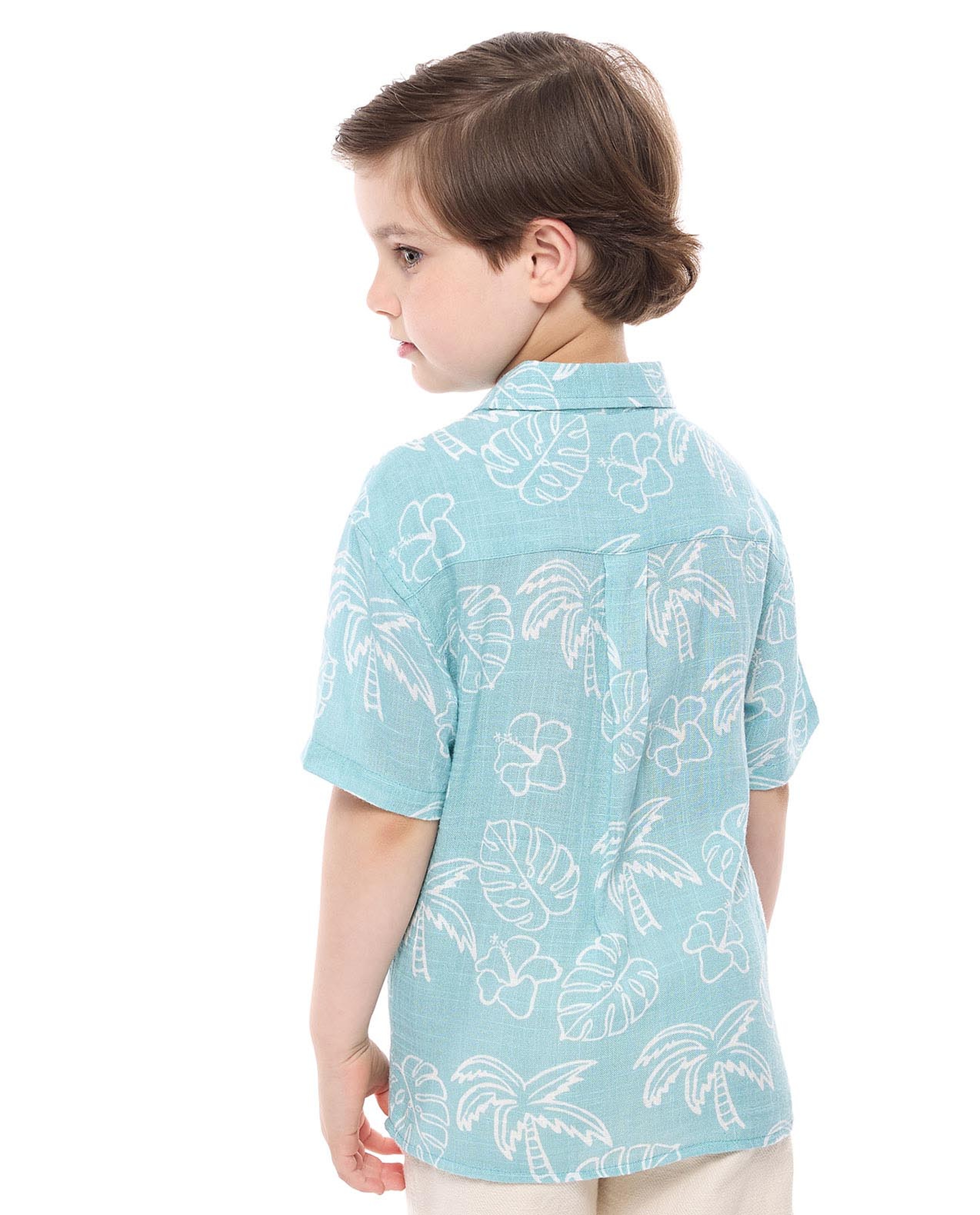 Printed Shirt with Classic Collar and Short Sleeves