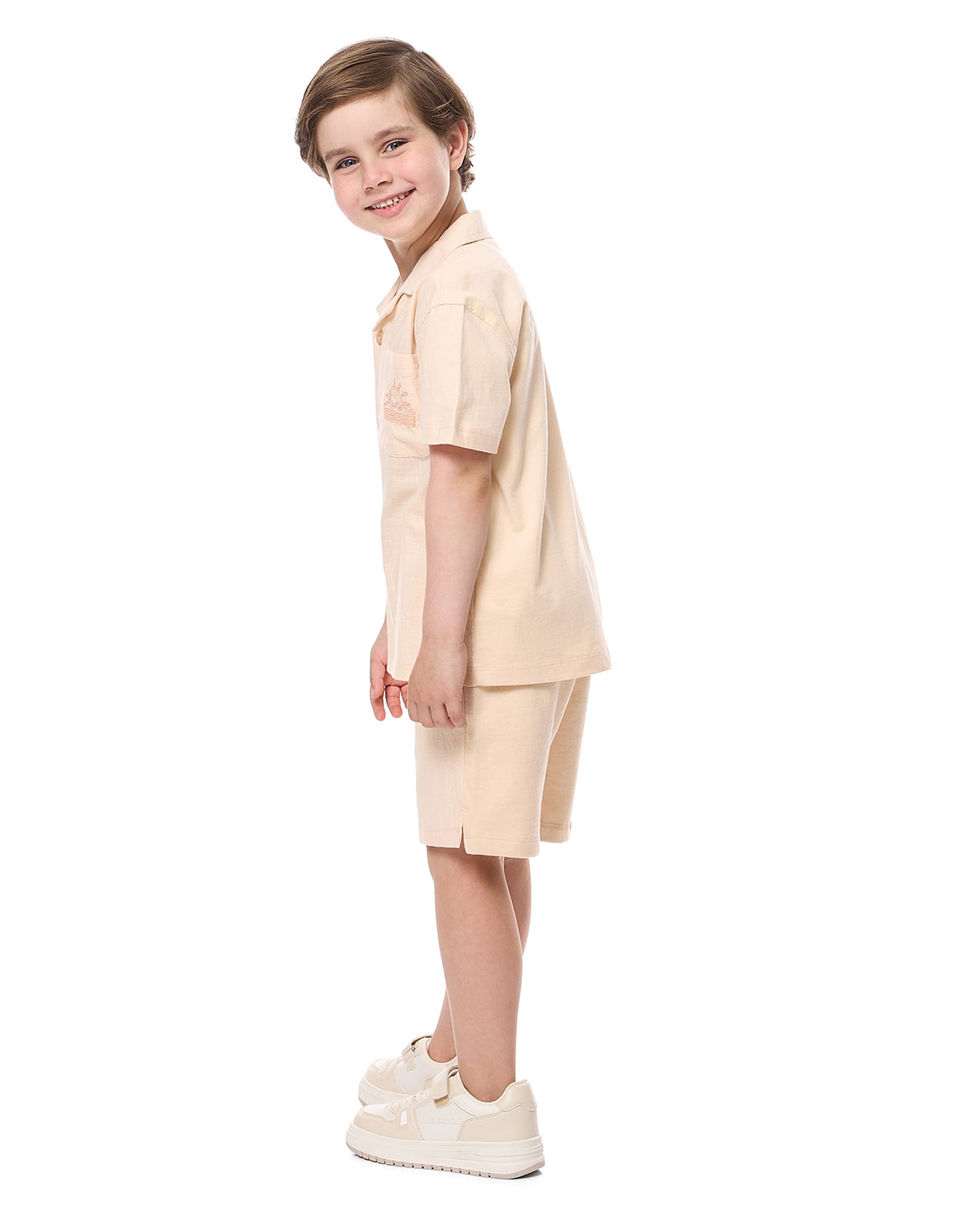 Embroidered Shirt and Shorts Set