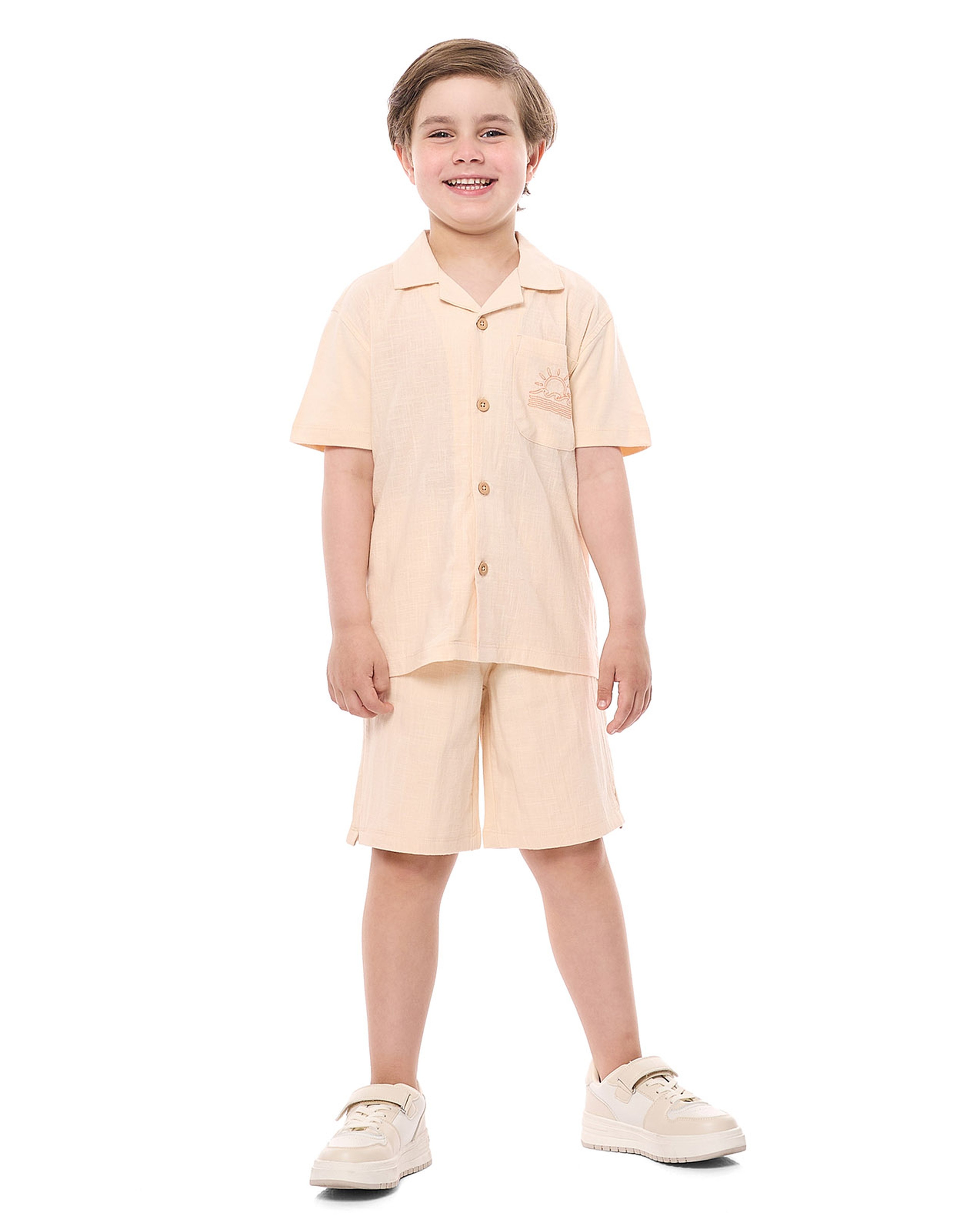 Embroidered Shirt and Shorts Set