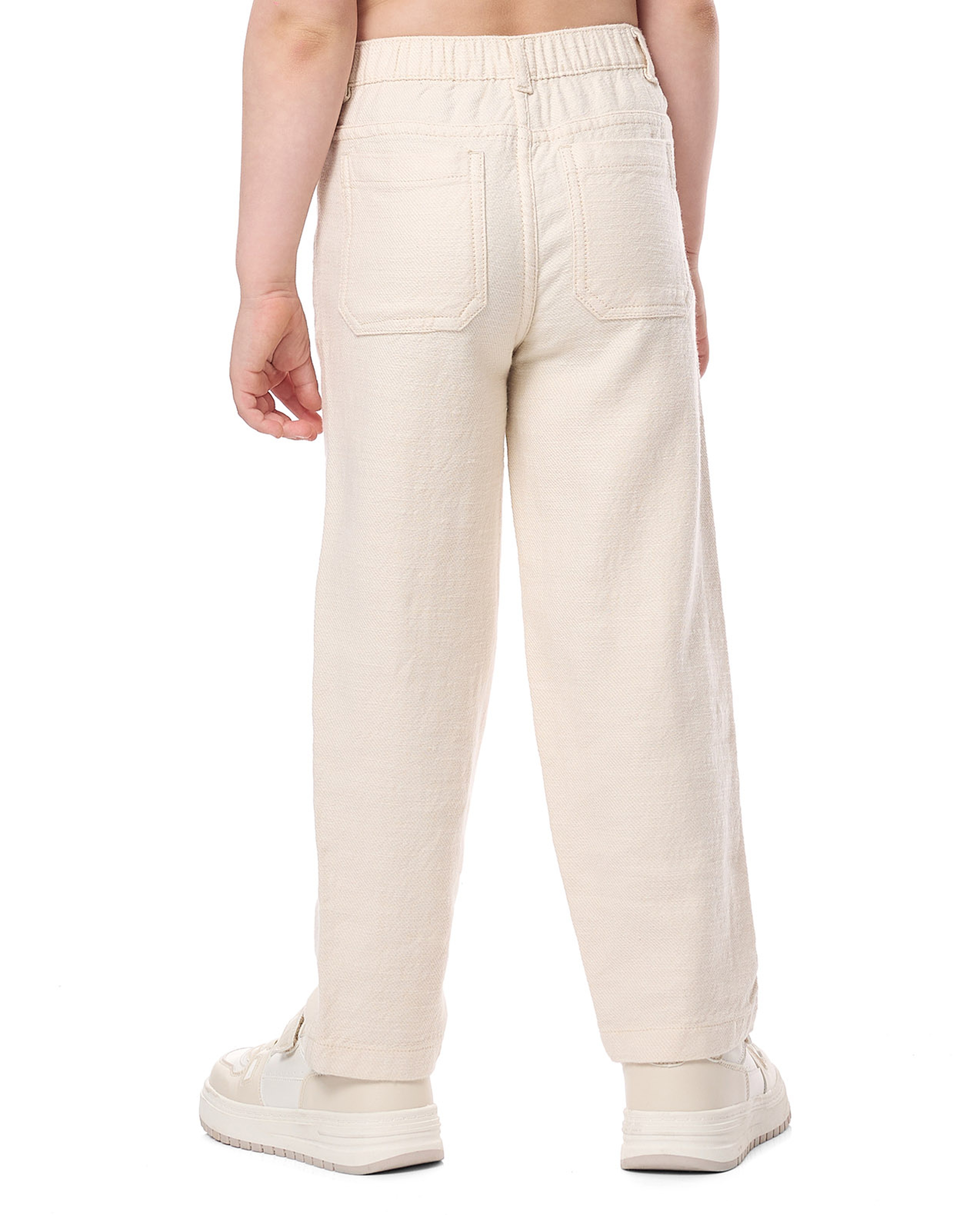 Textured Pants with Button Closure