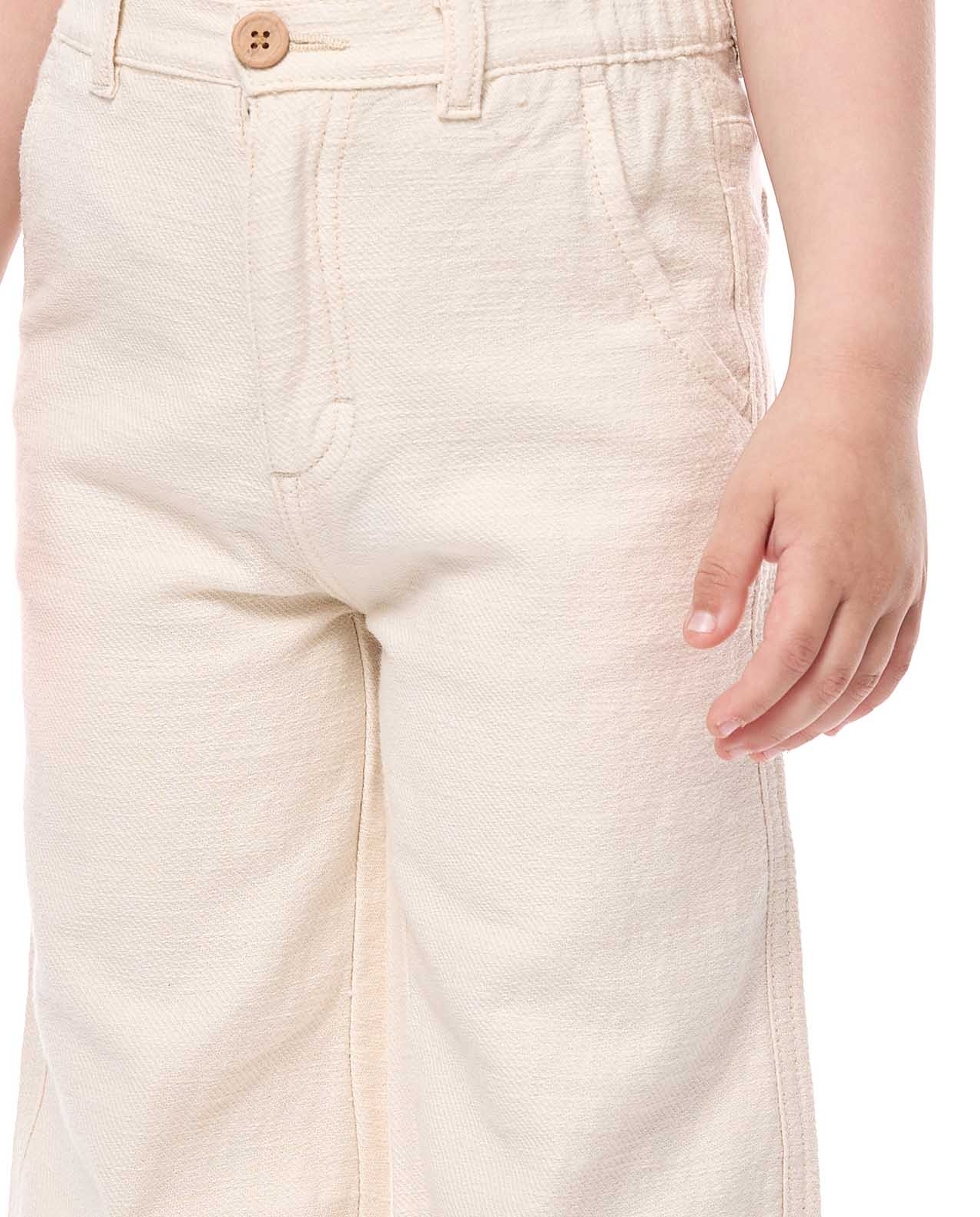 Textured Pants with Button Closure