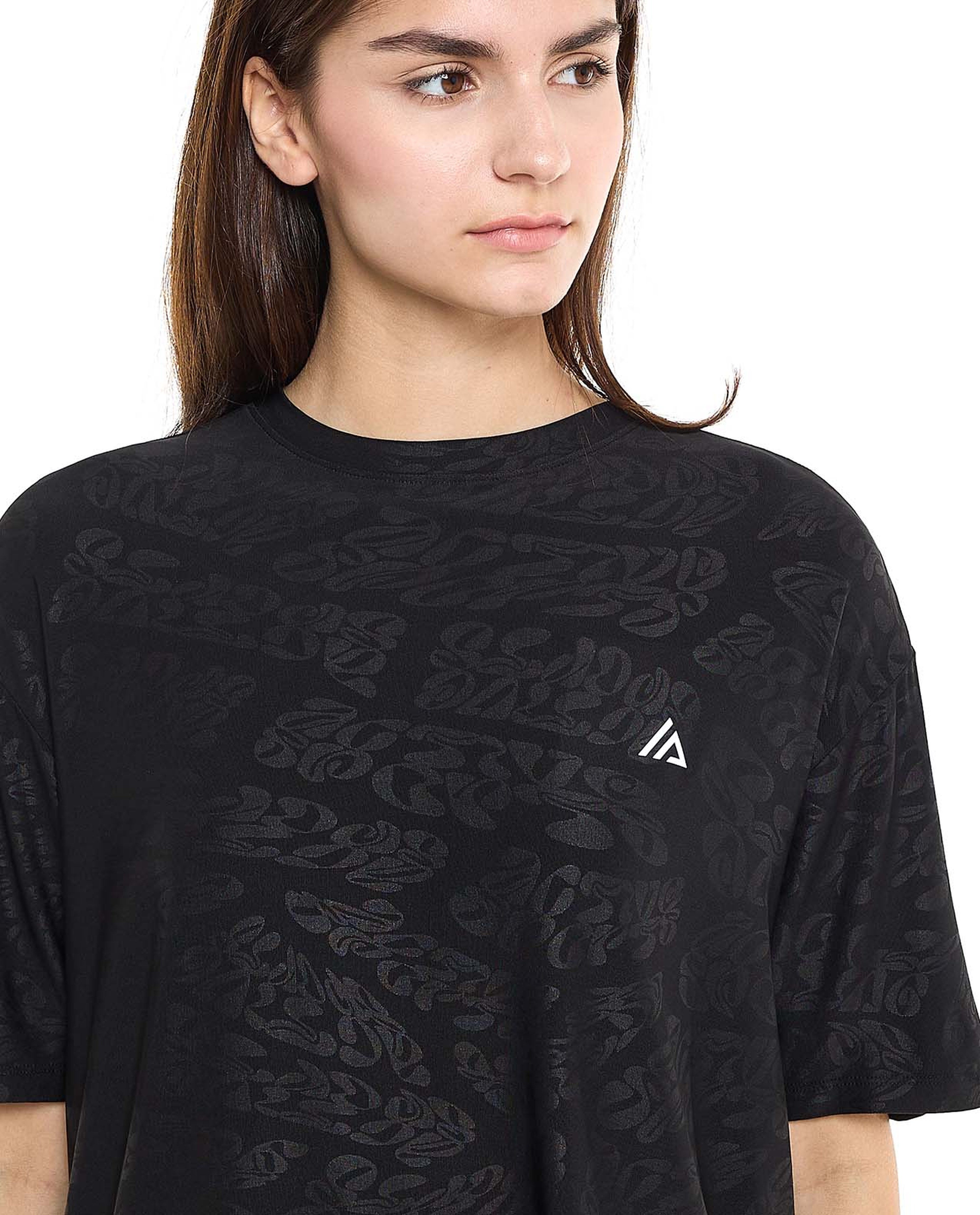 Patterned Active T-Shirt with Crew Neck and Short Sleeves