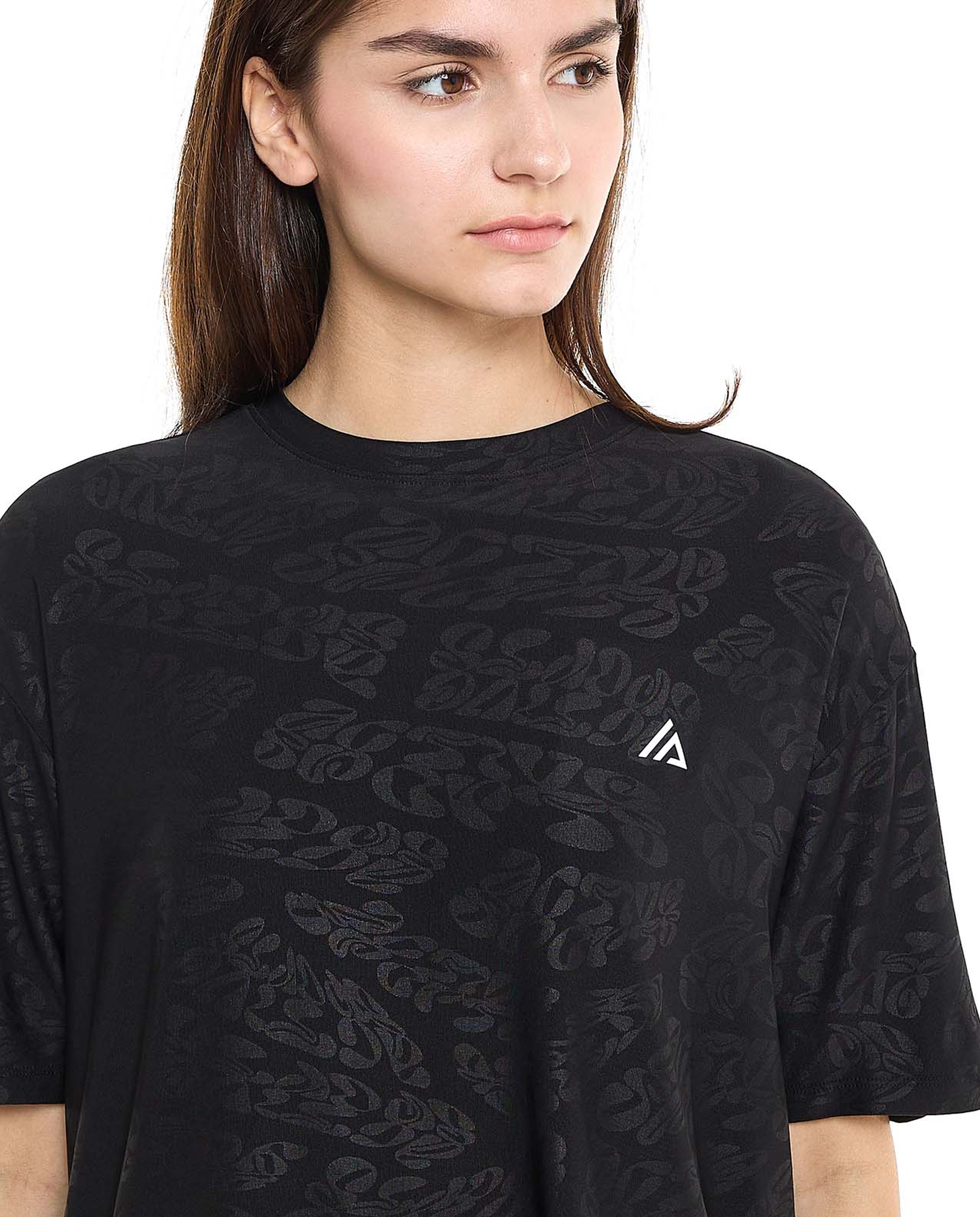 Patterned Active T-Shirt with Crew Neck and Short Sleeves