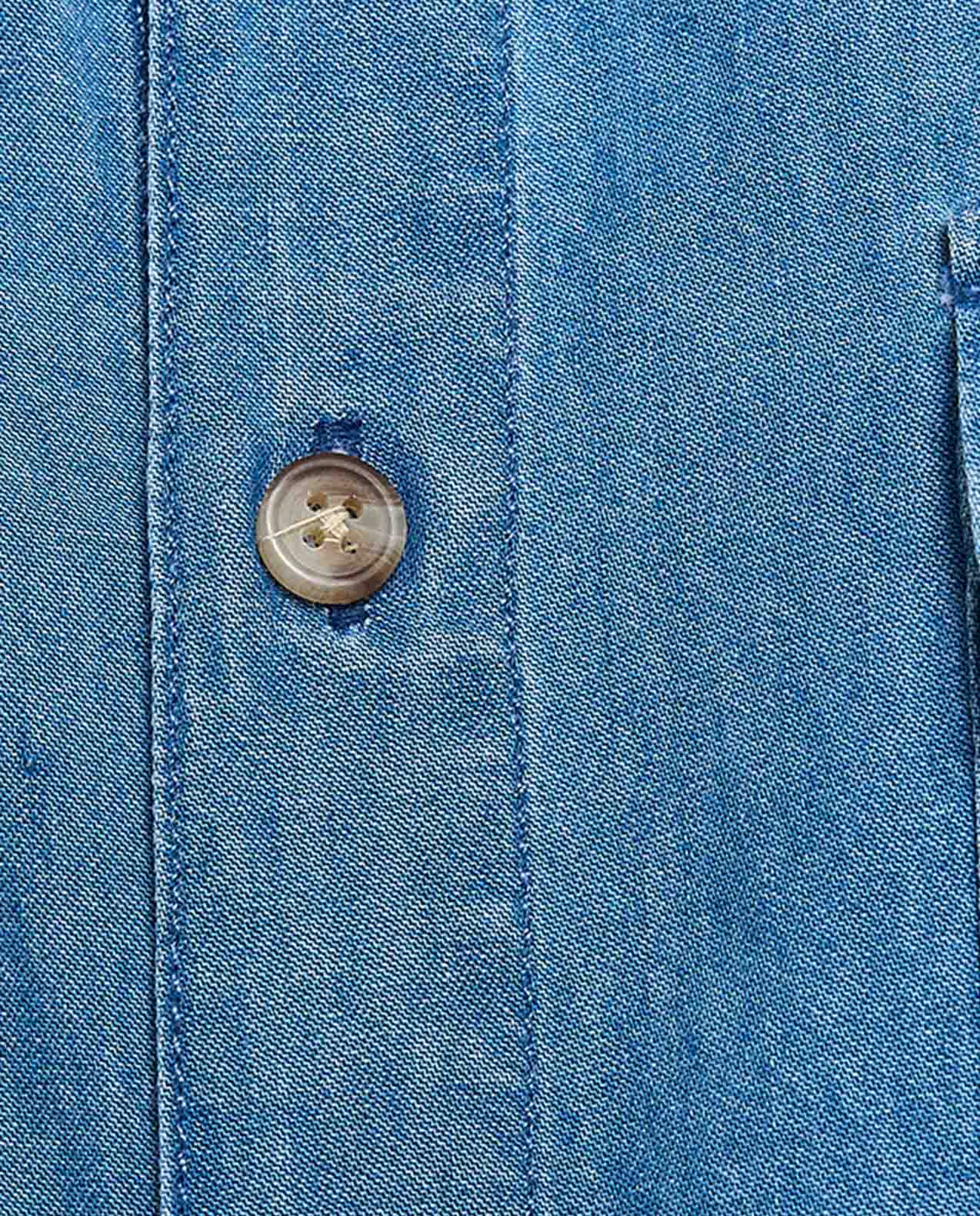 Pocket Detail Denim Shirt with Classic Collar and Short Sleeves