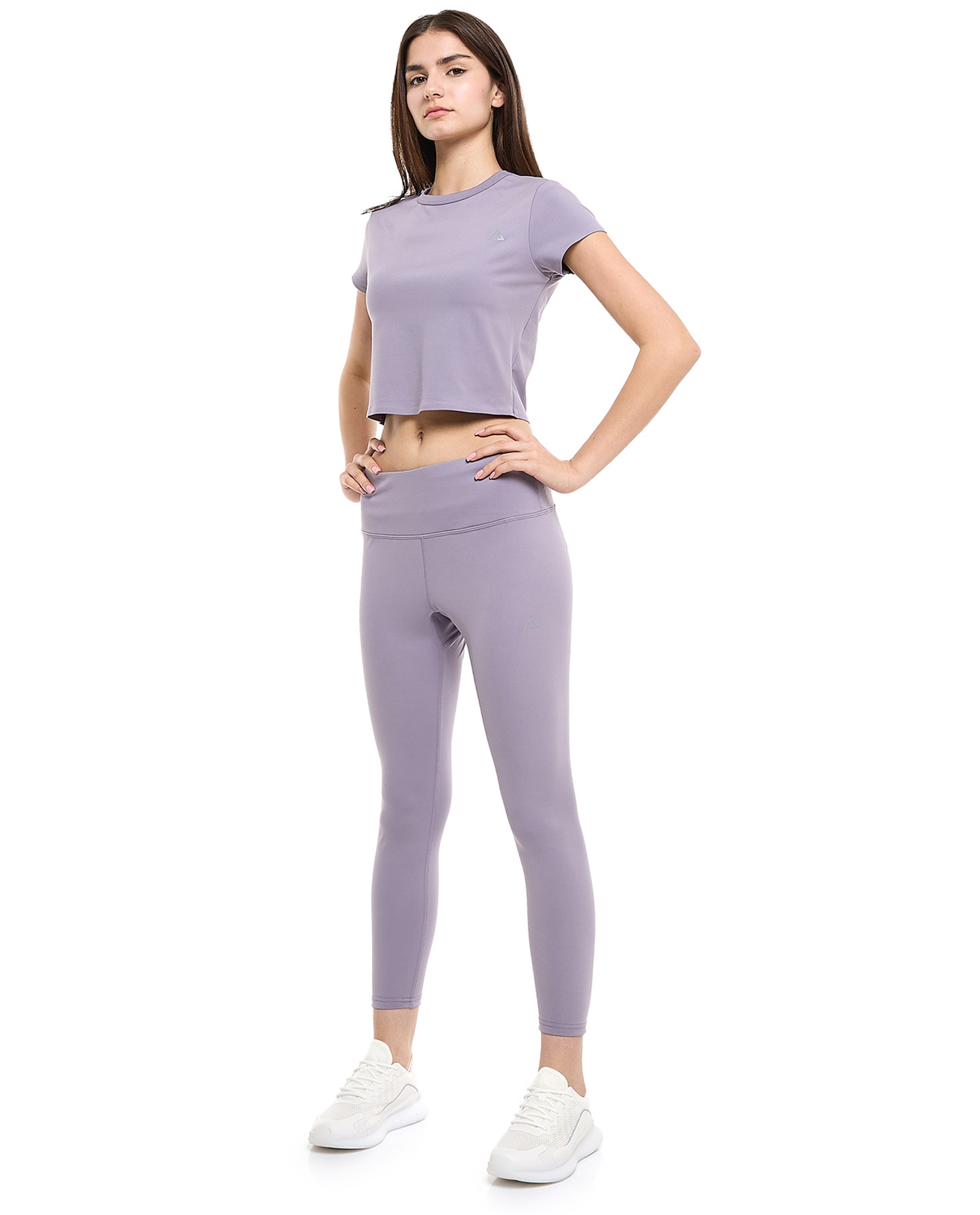 Logo Detail Active Crop Top with Crew Neck and Short Sleeves