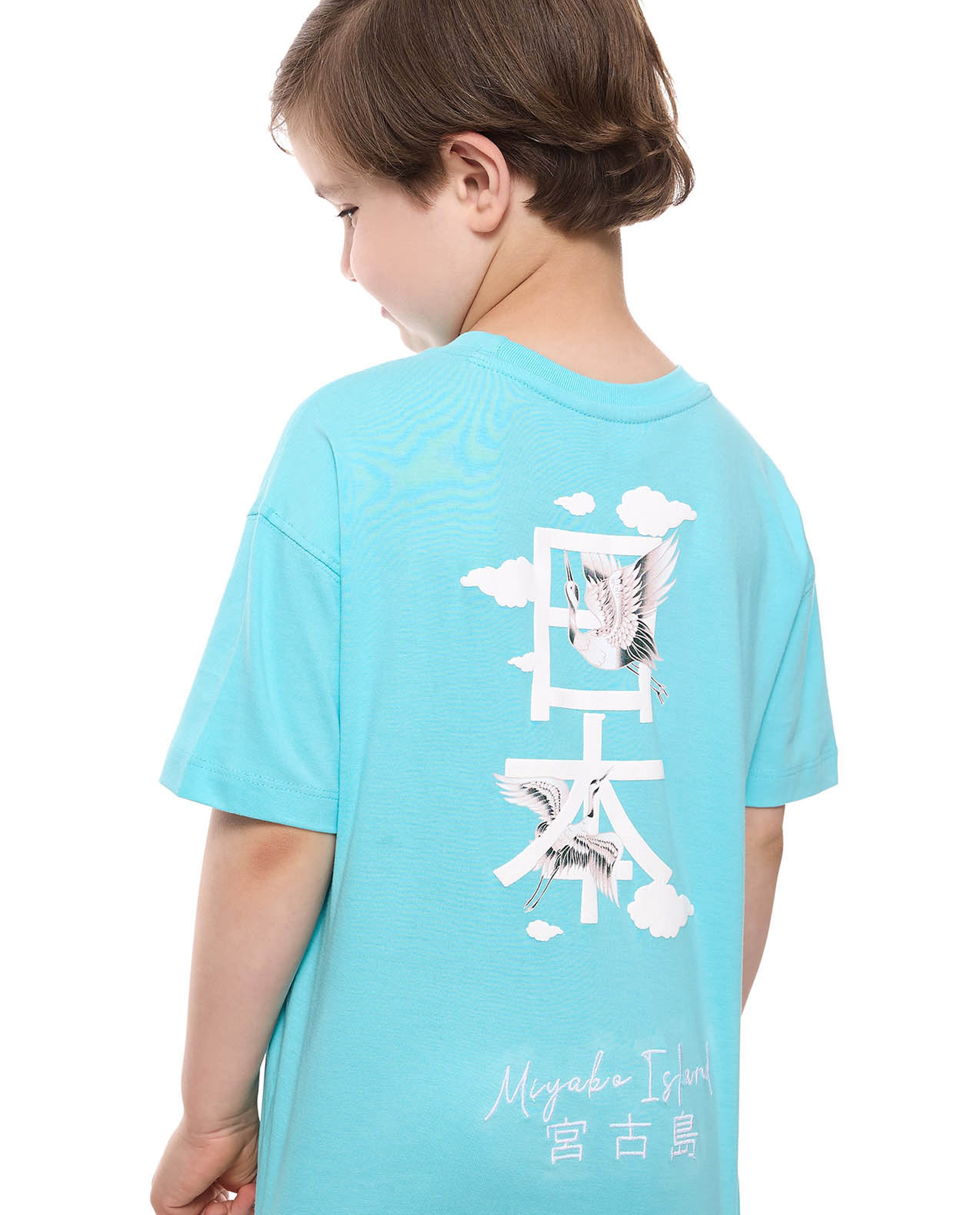 Printed T-Shirt and Denim Shorts Set