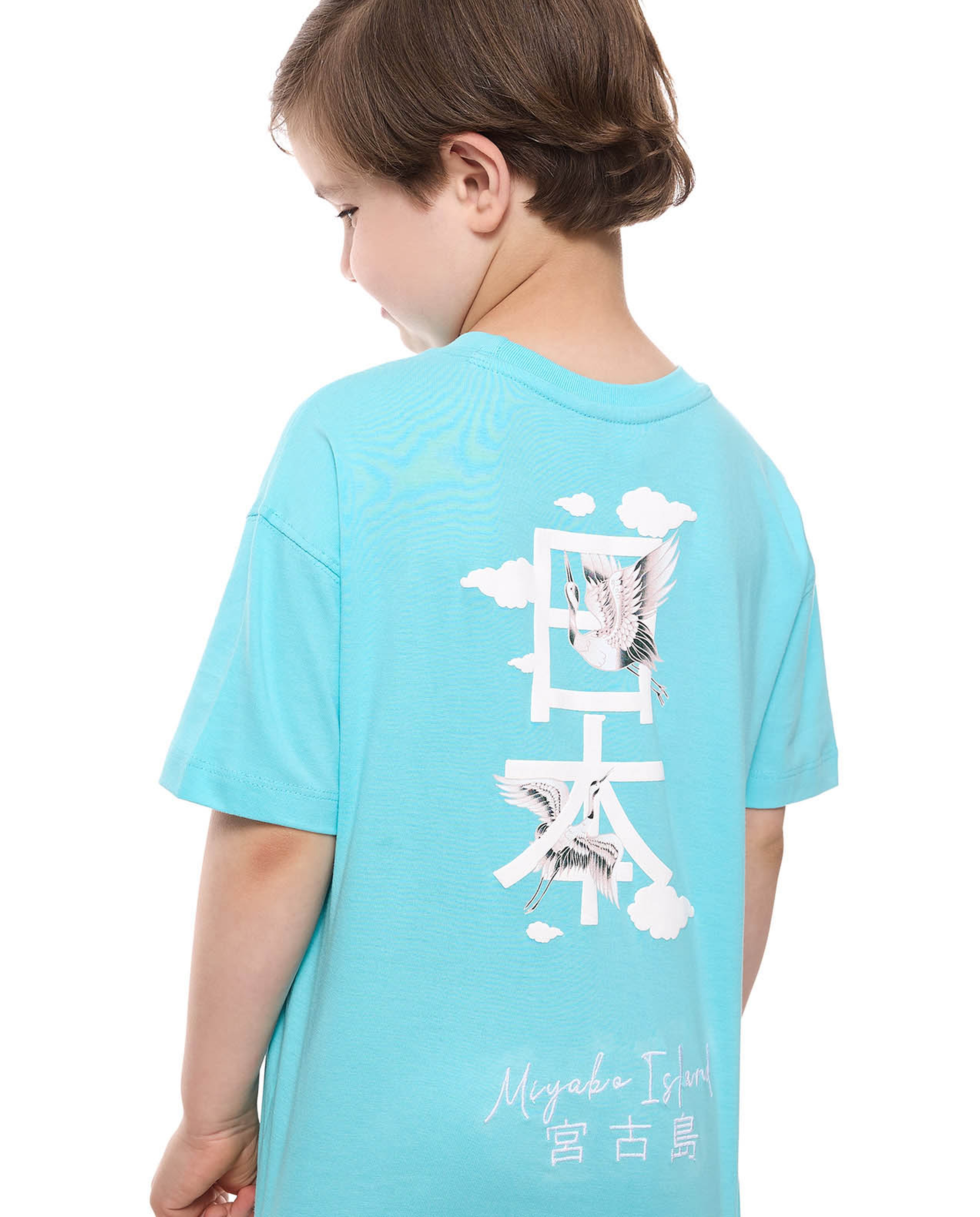 Printed T-Shirt and Denim Shorts Set