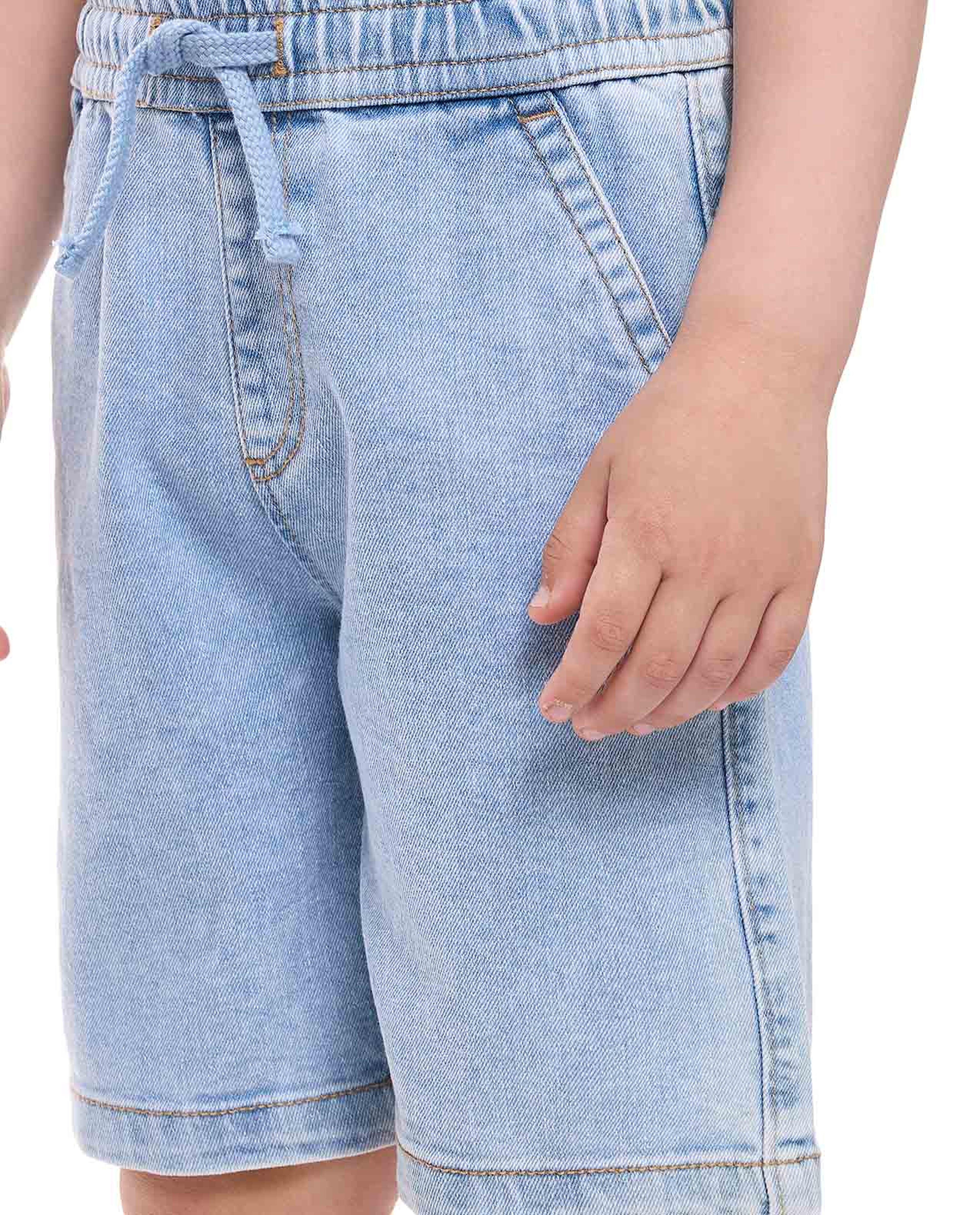 Printed T-Shirt and Denim Shorts Set