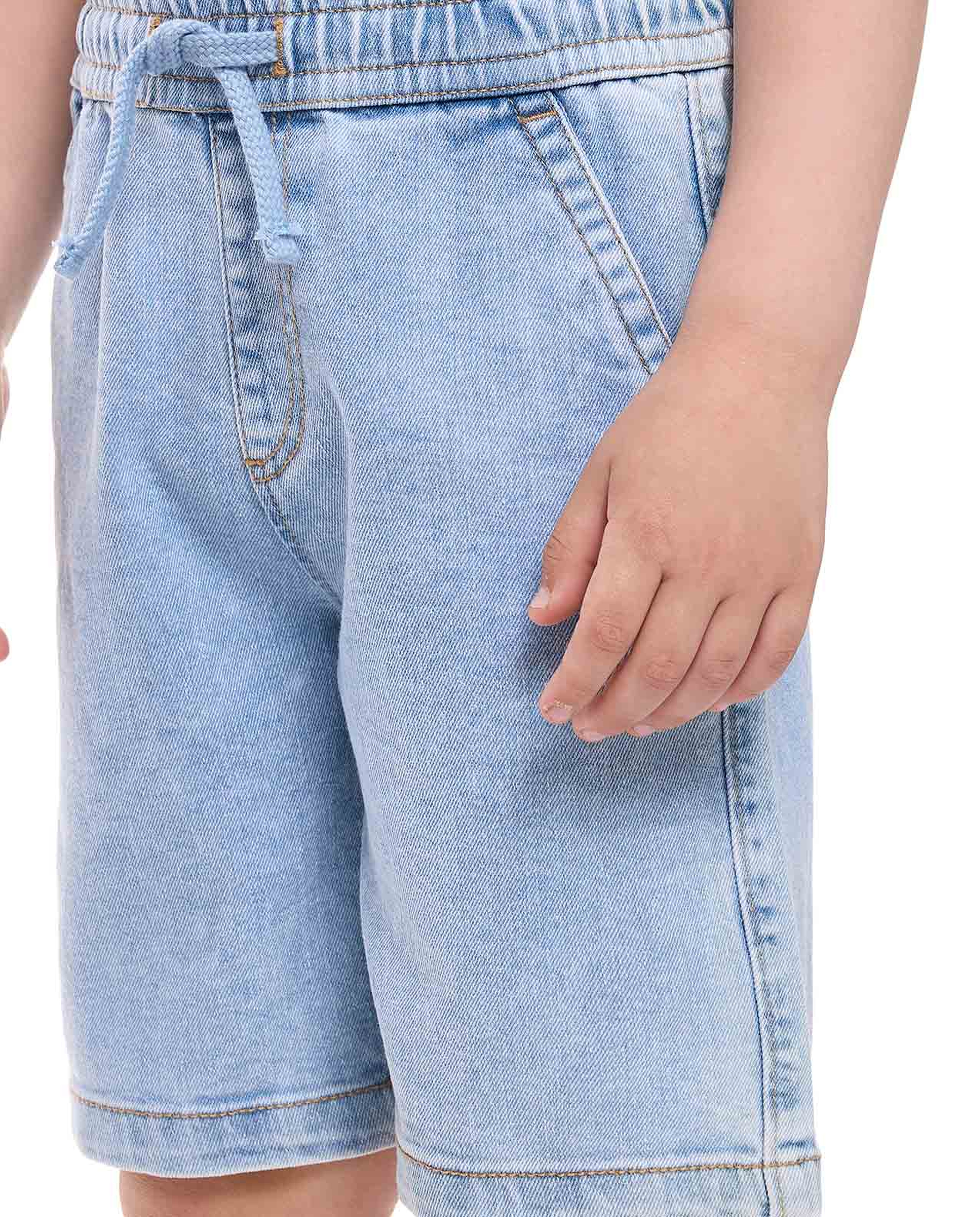 Printed T-Shirt and Denim Shorts Set