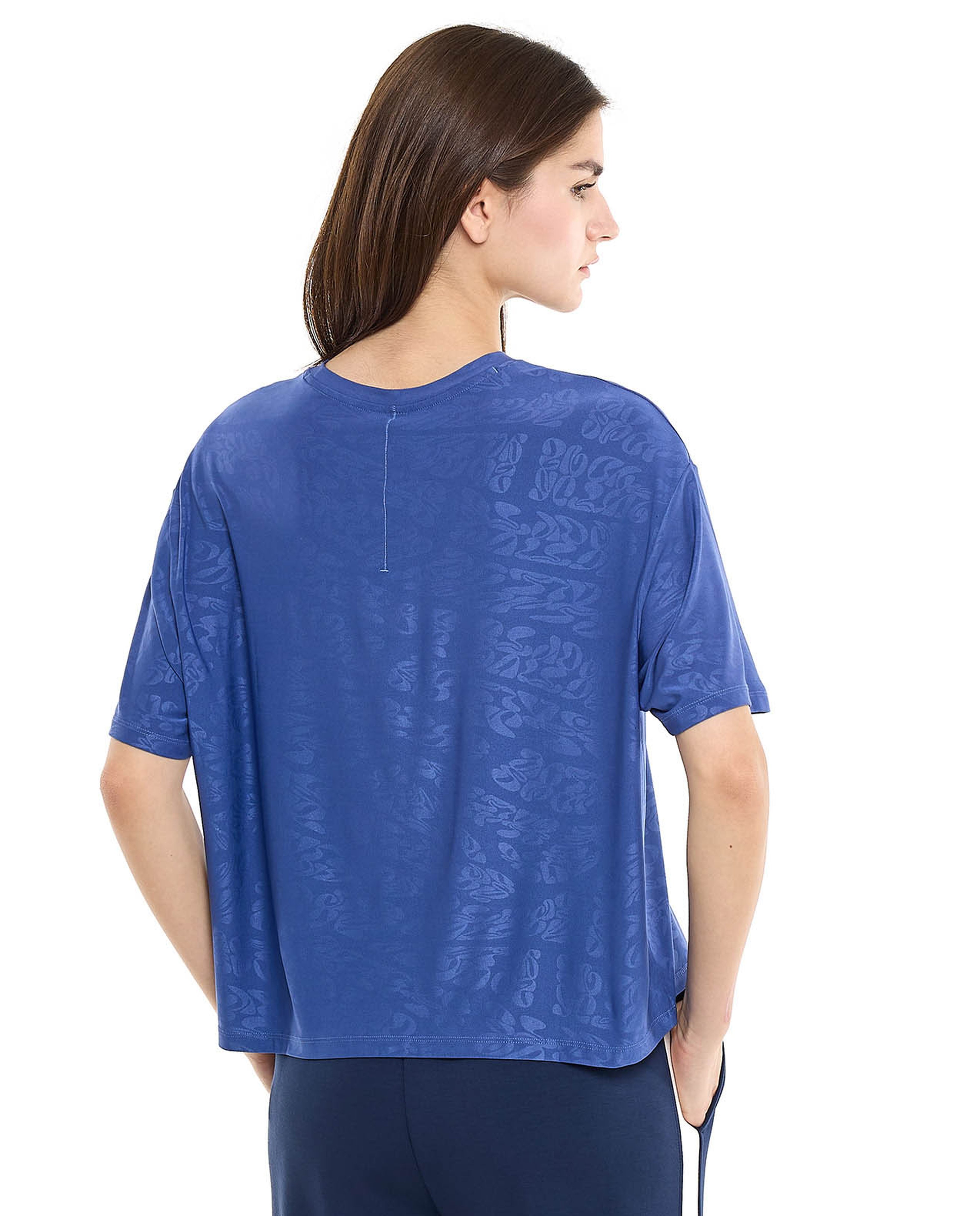 Patterned Active T-Shirt with Crew Neck and Short Sleeves