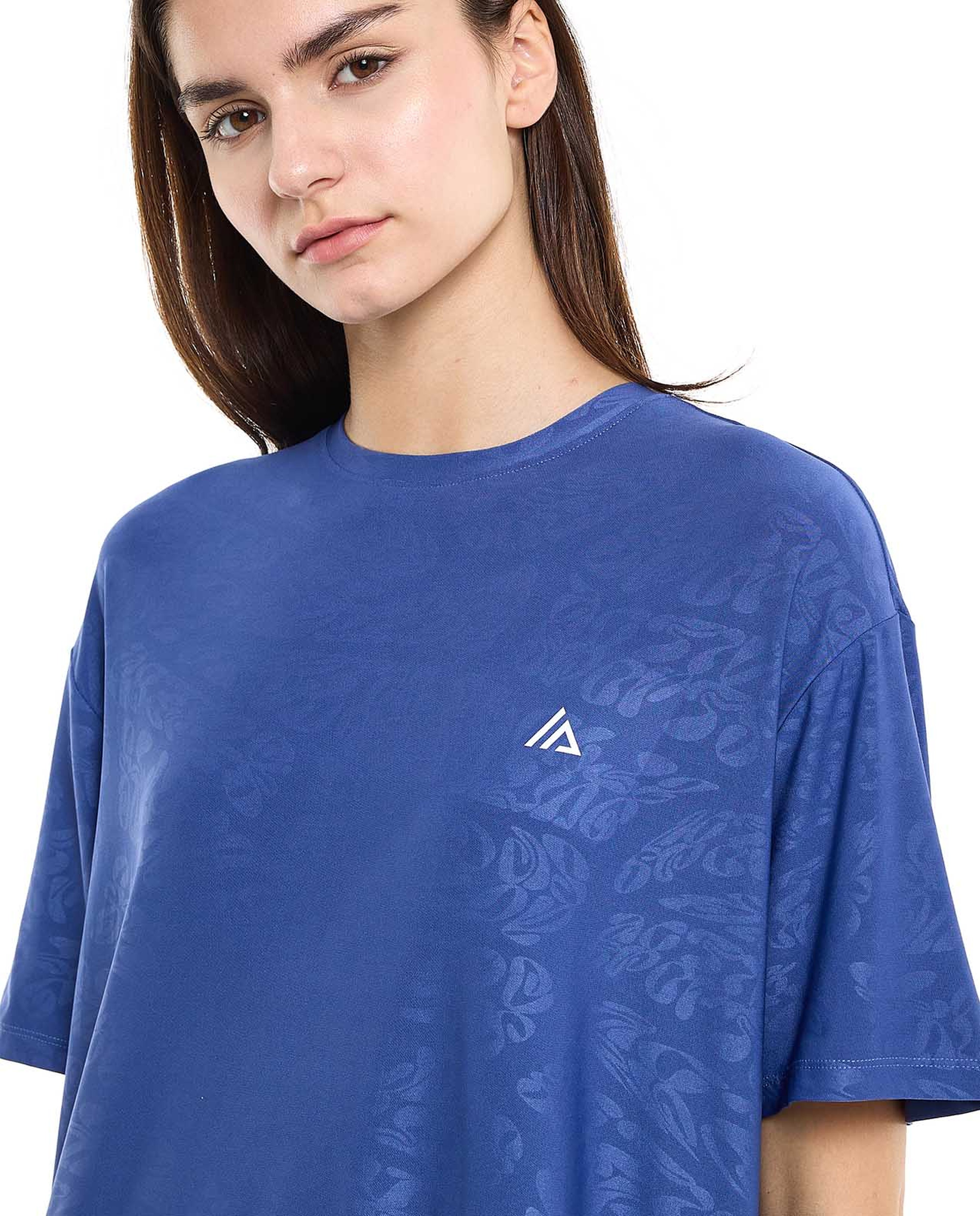Patterned Active T-Shirt with Crew Neck and Short Sleeves