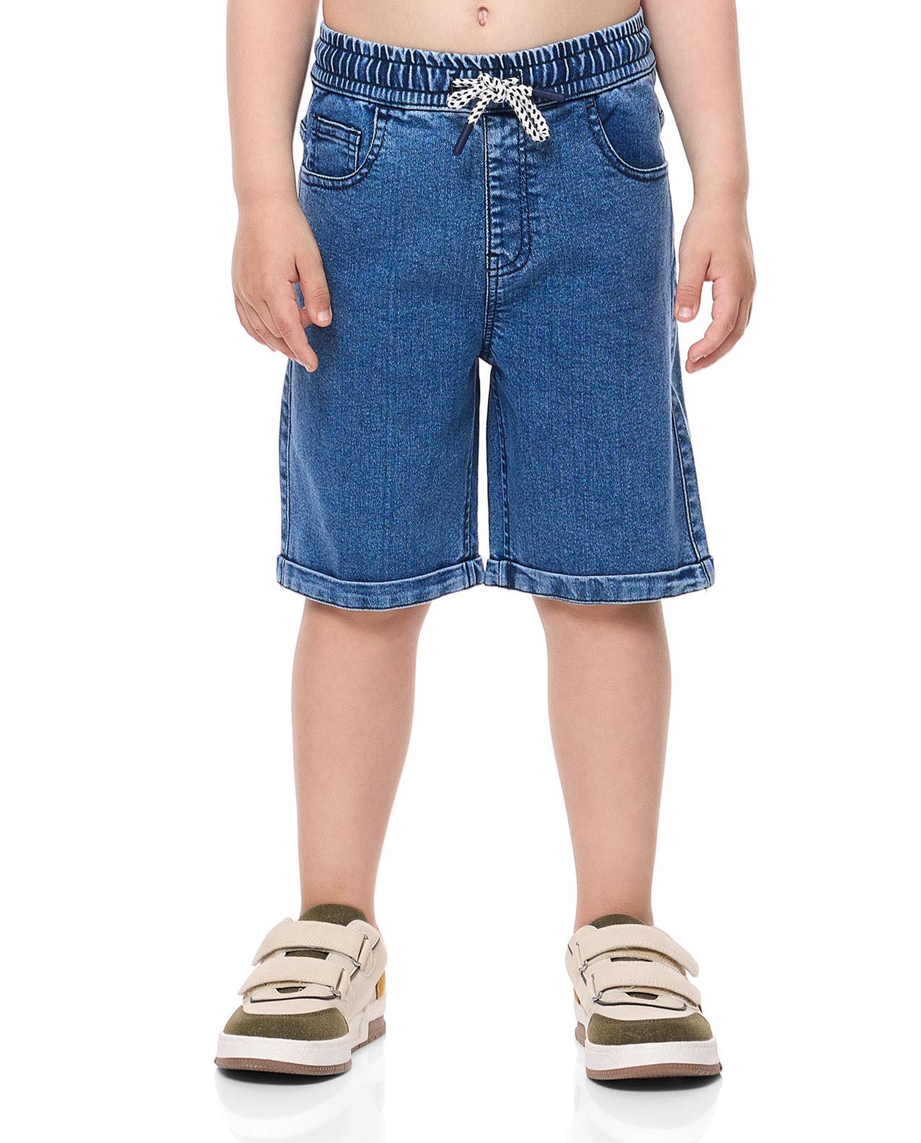 Printed T-Shirt and Denim Shorts Set