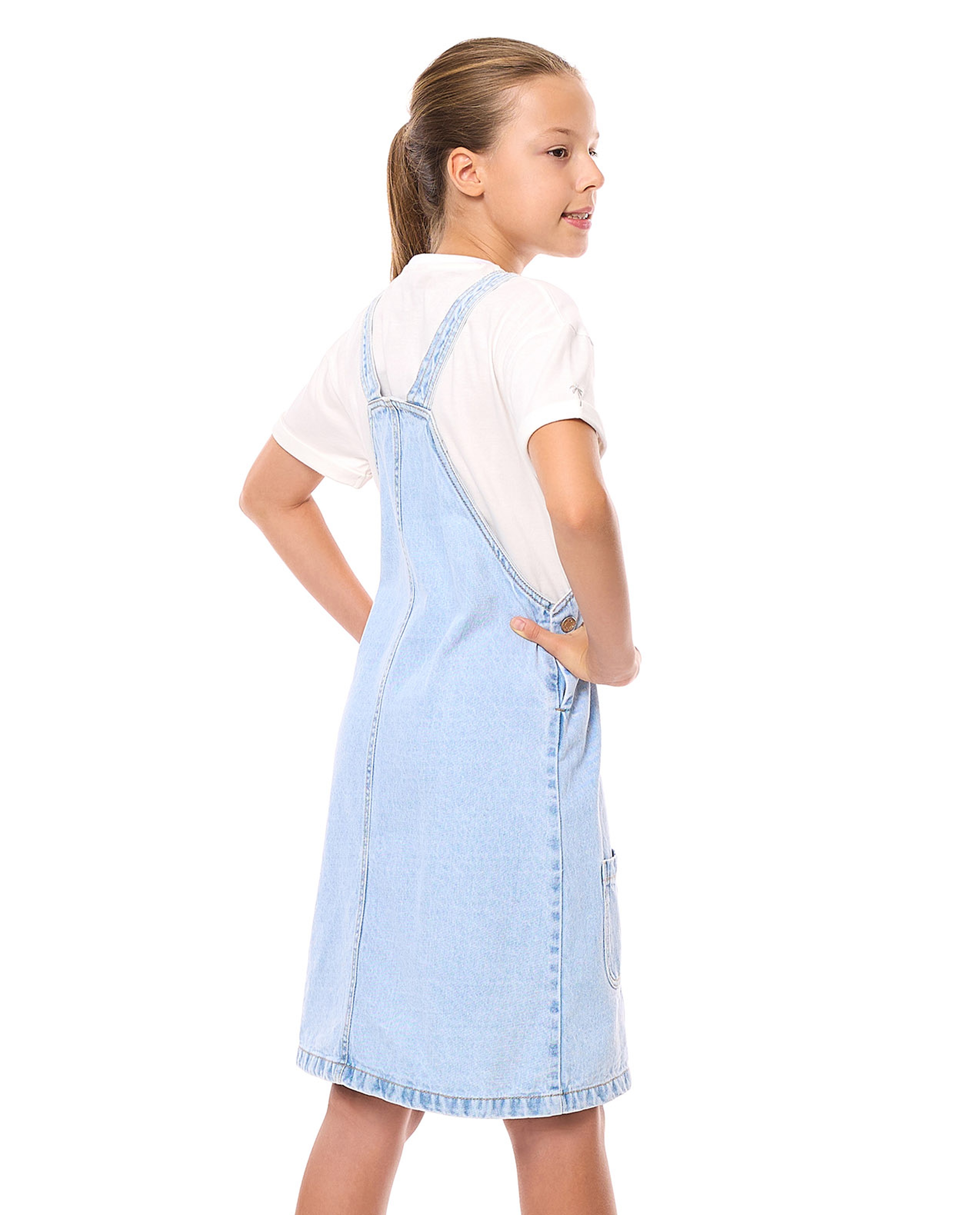 Embroidered T-Shirt and Dungaree Dress Set