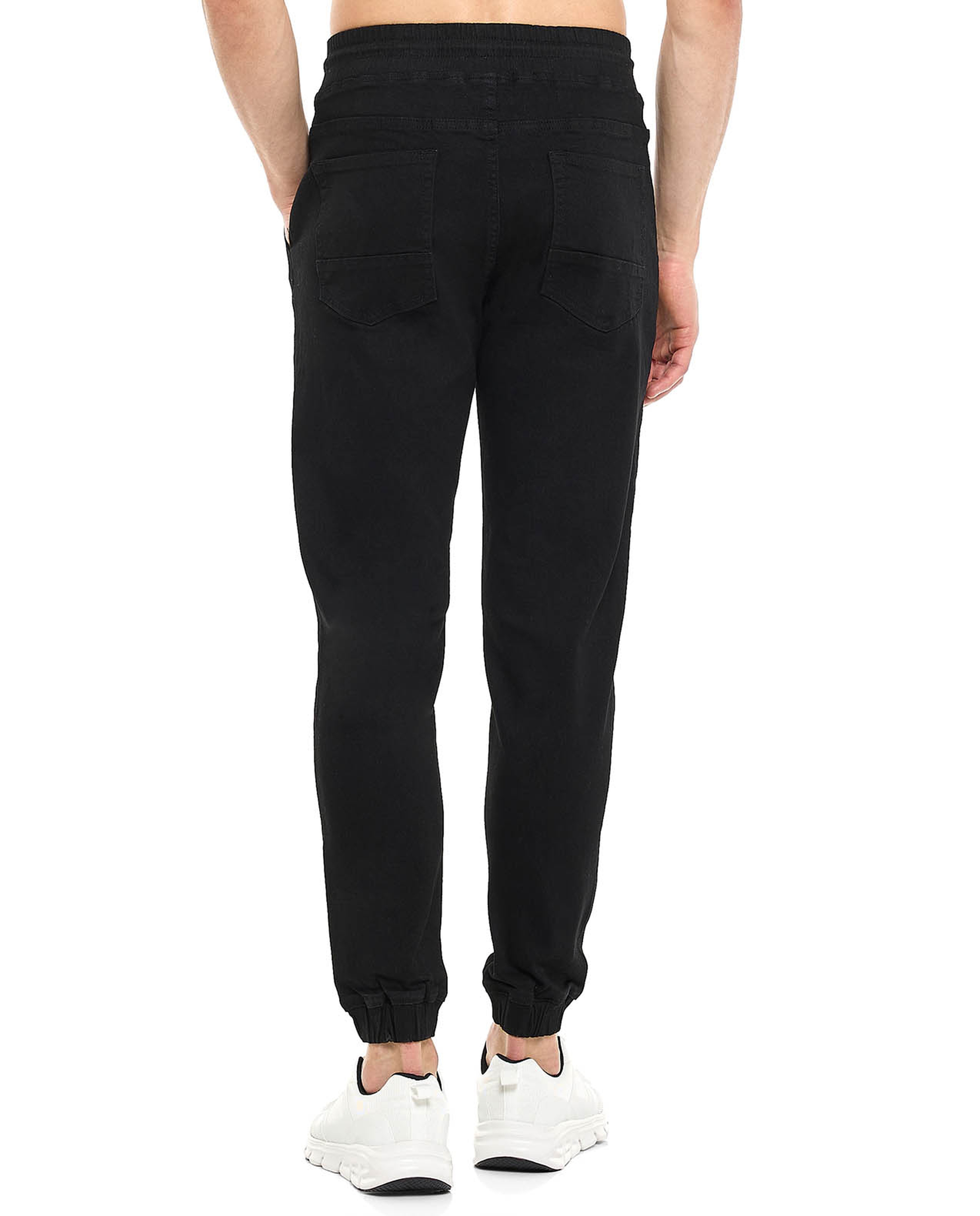 Solid Jogger Jeans with Drawstring Waist