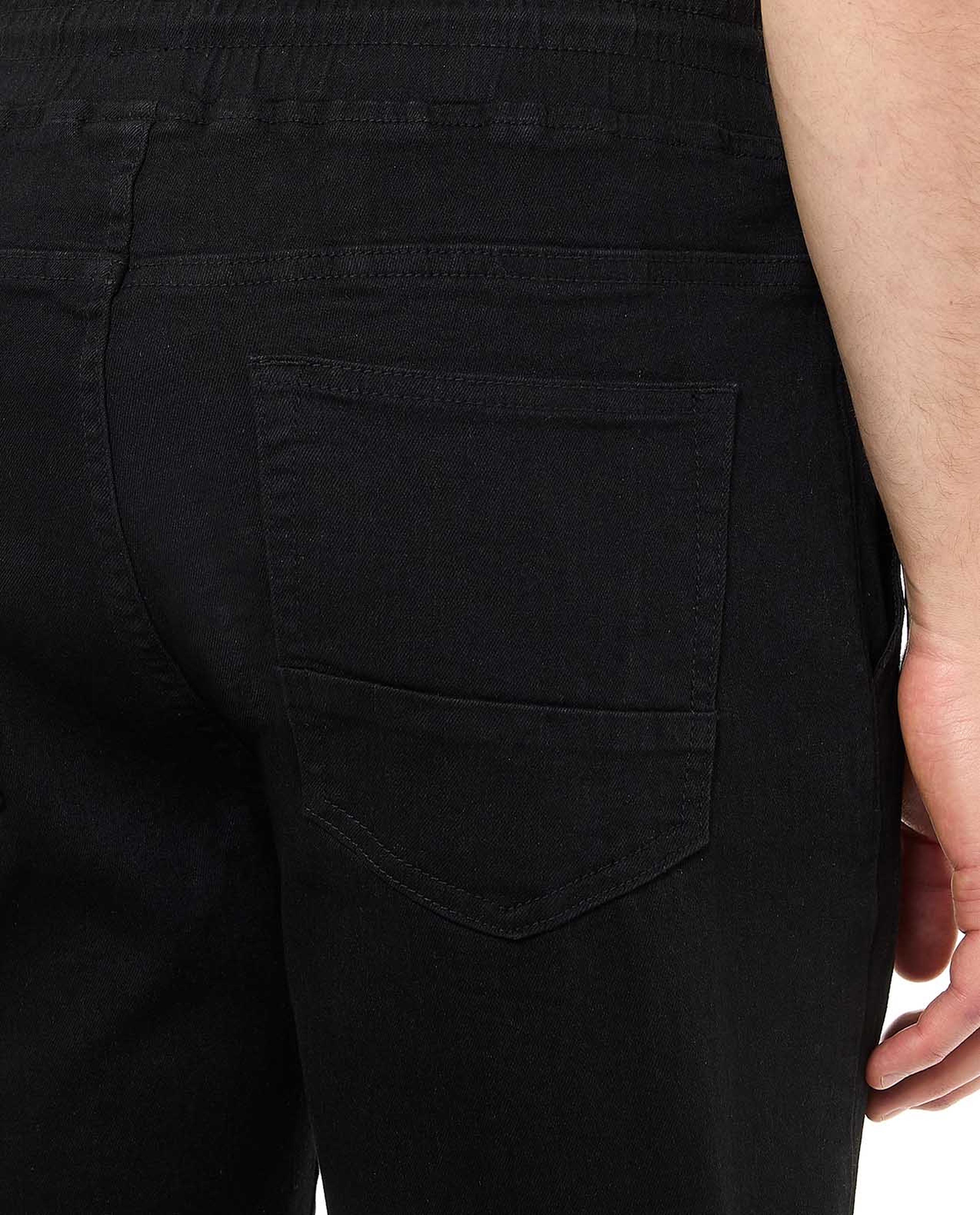 Solid Jogger Jeans with Drawstring Waist