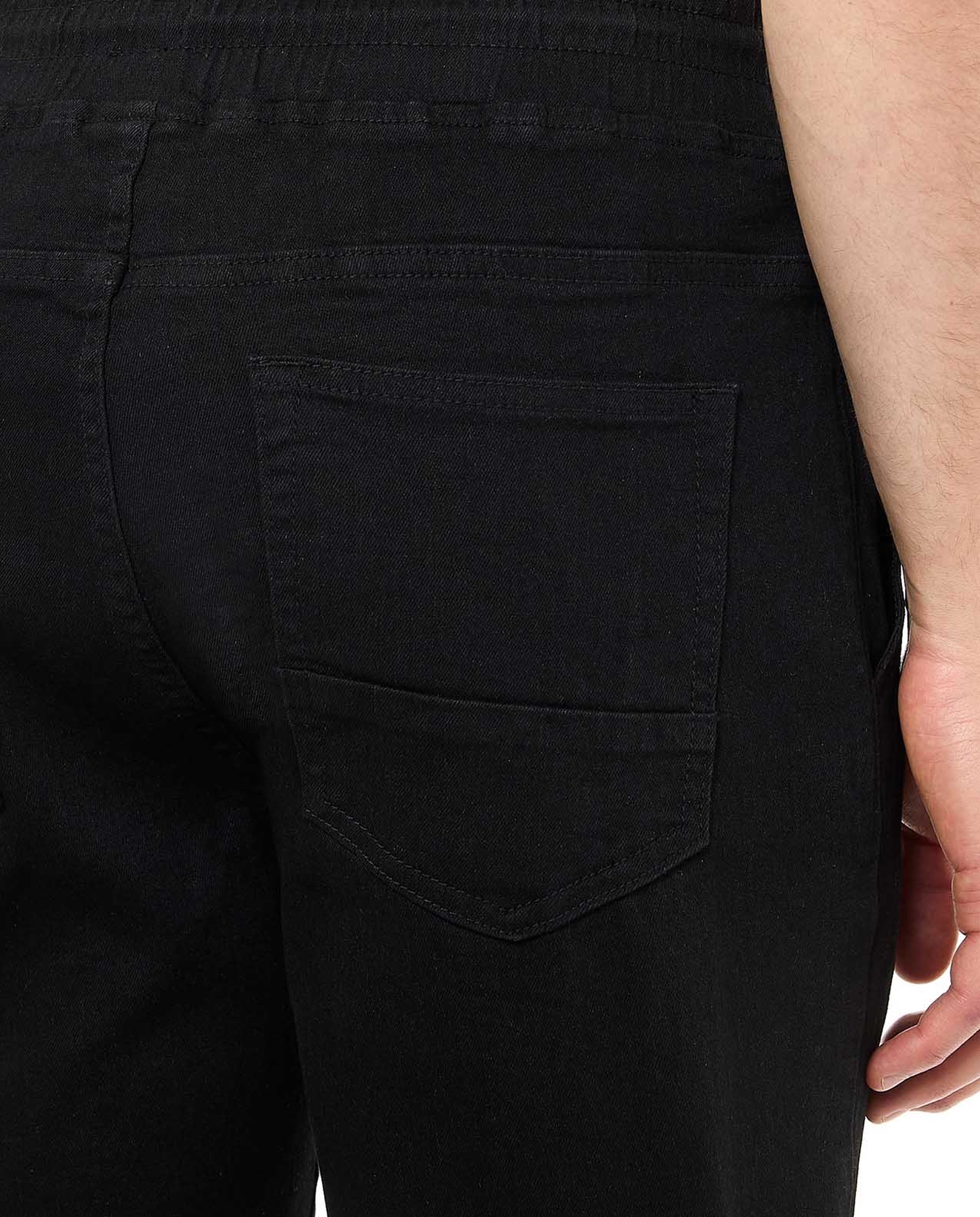 Solid Jogger Jeans with Drawstring Waist