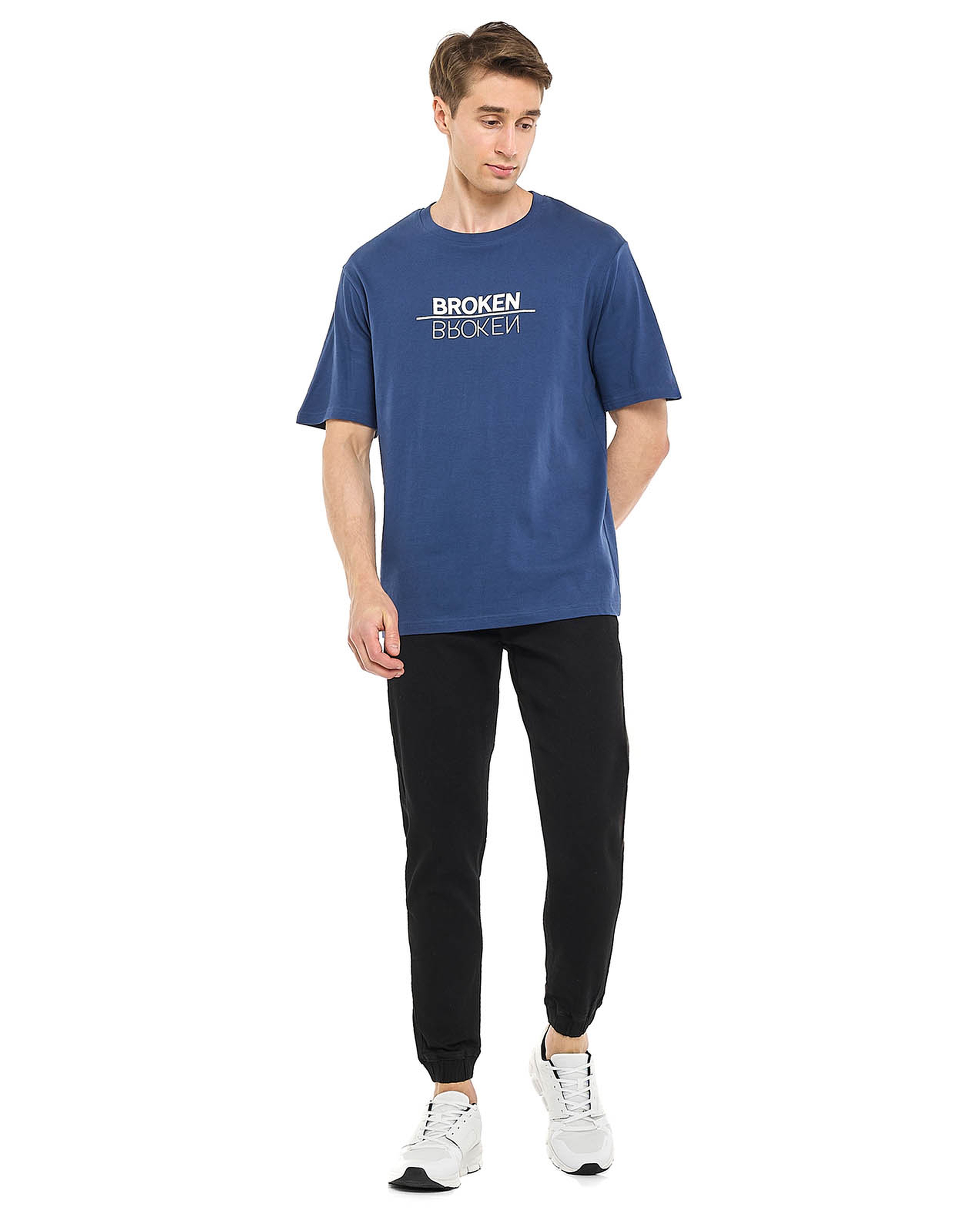 Solid Jogger Jeans with Drawstring Waist