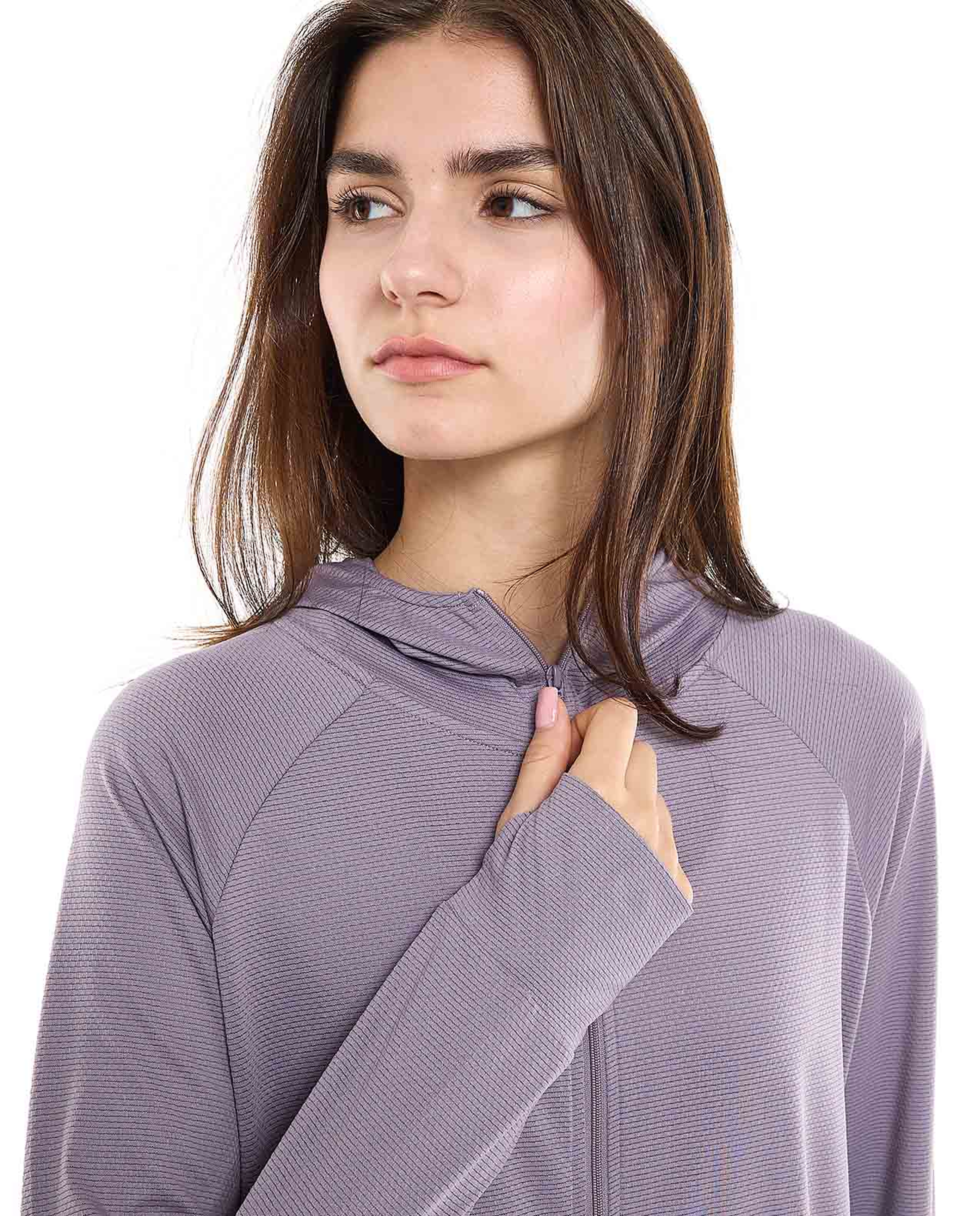 Zippered Hooded Jacket with Thumbhole