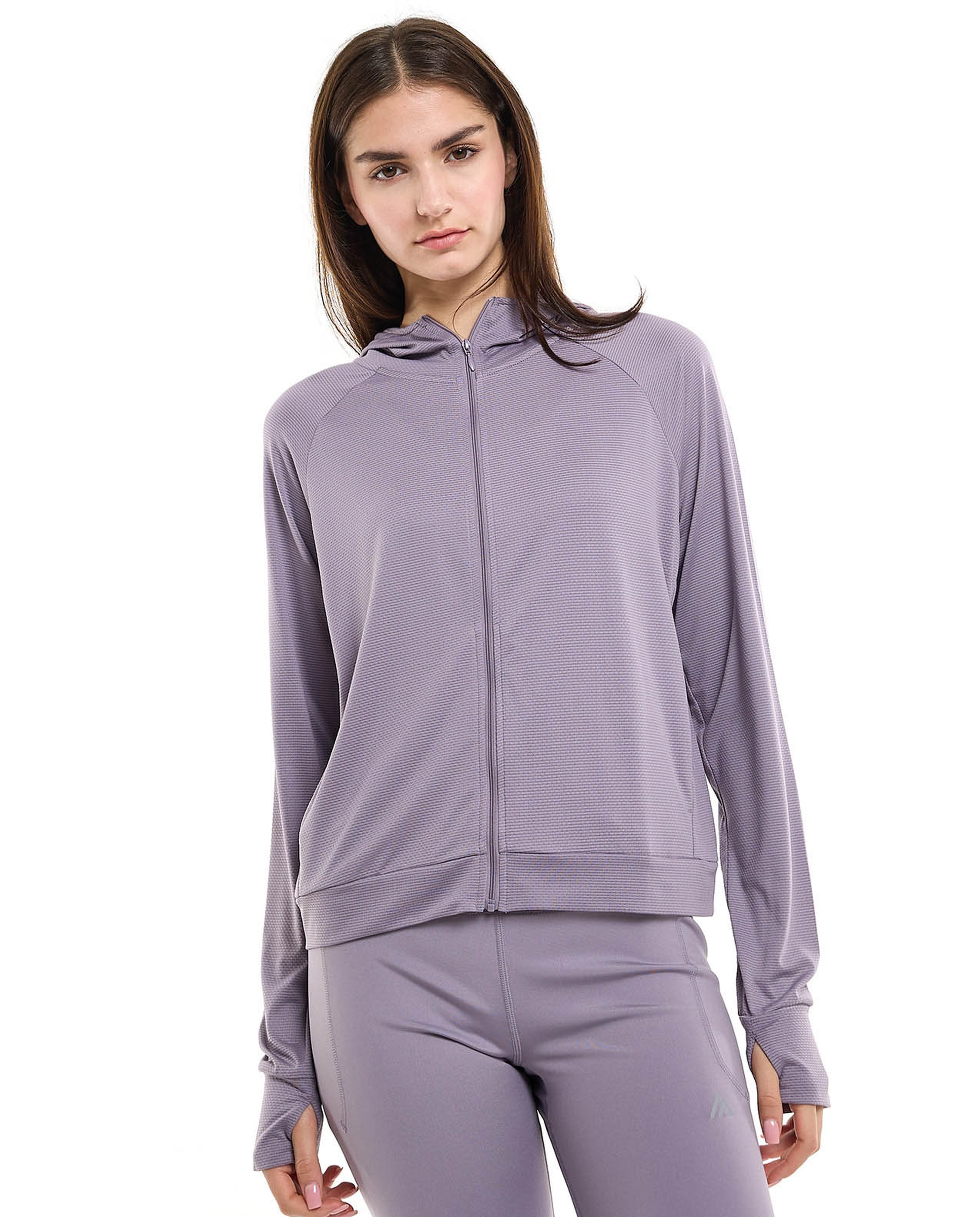 Zippered Hooded Jacket with Thumbhole