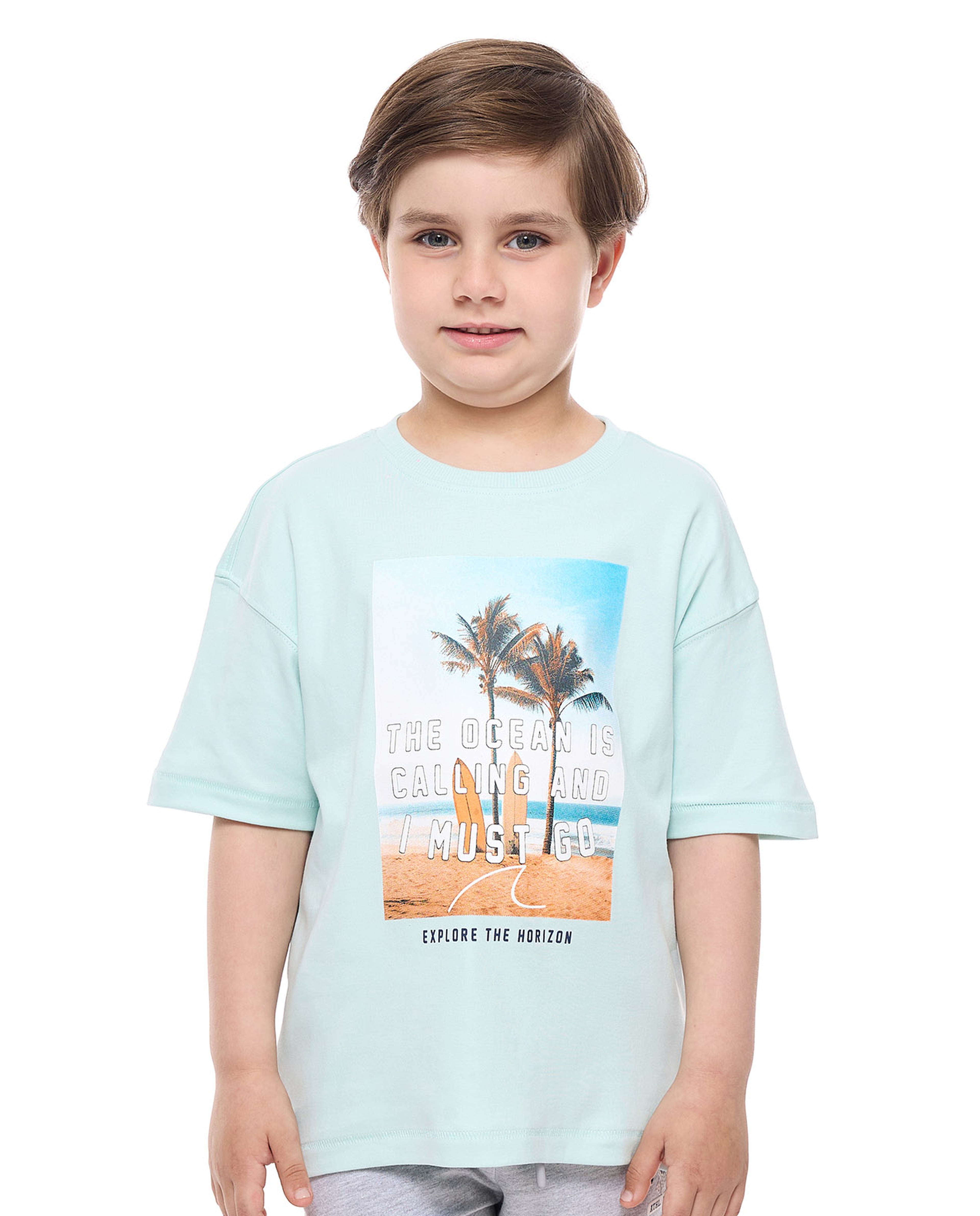 Printed T-Shirt with Crew Neck and Short Sleeves