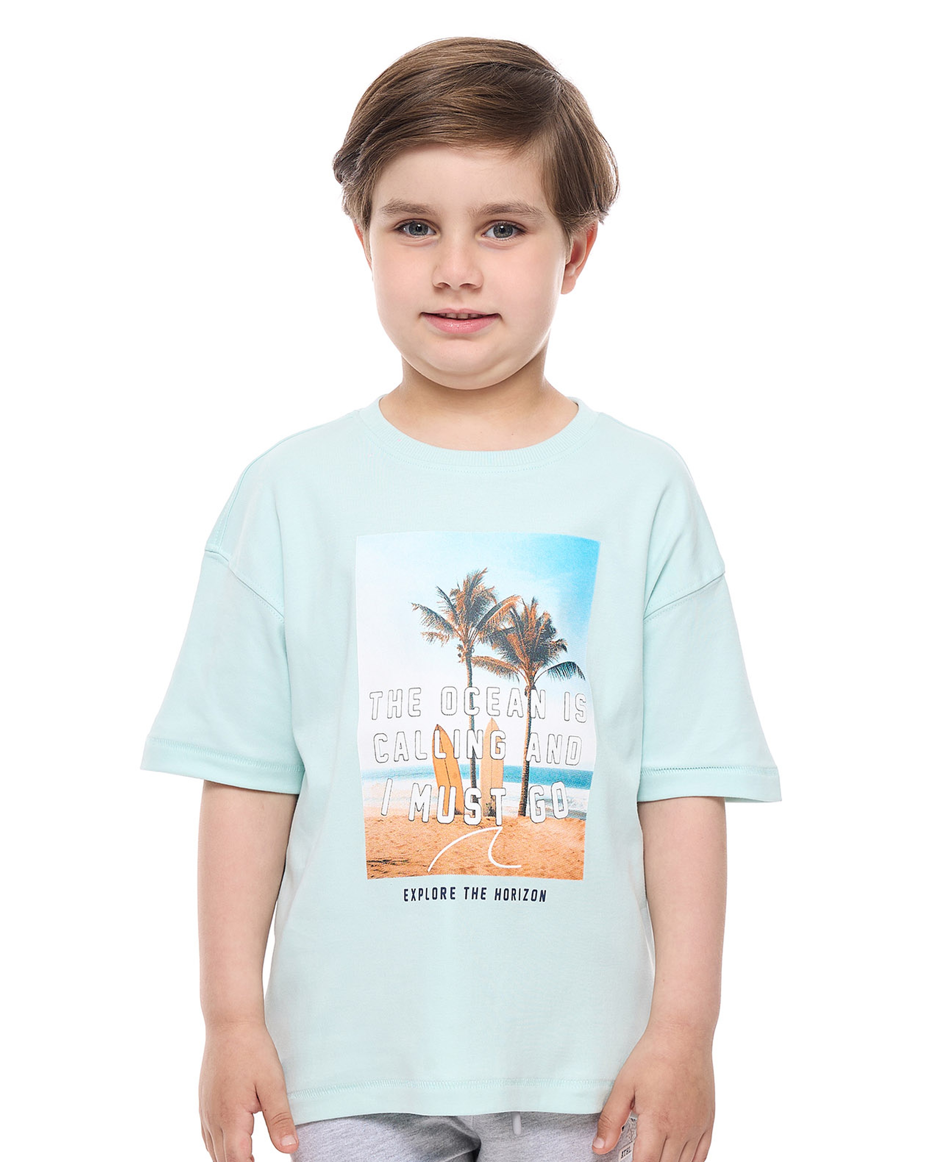 Printed T-Shirt with Crew Neck and Short Sleeves