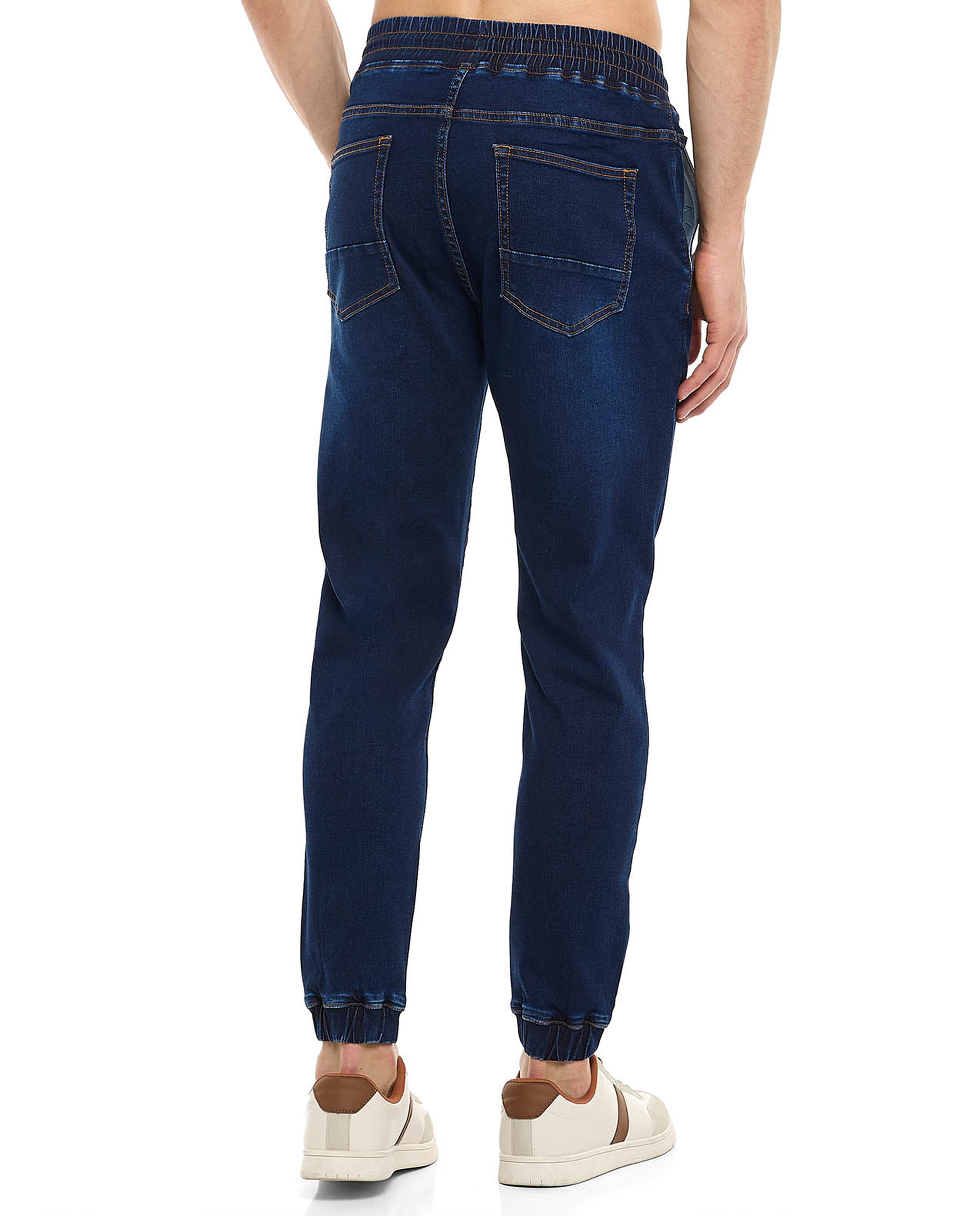 Faded Jogger Jeans with Drawstring Waist