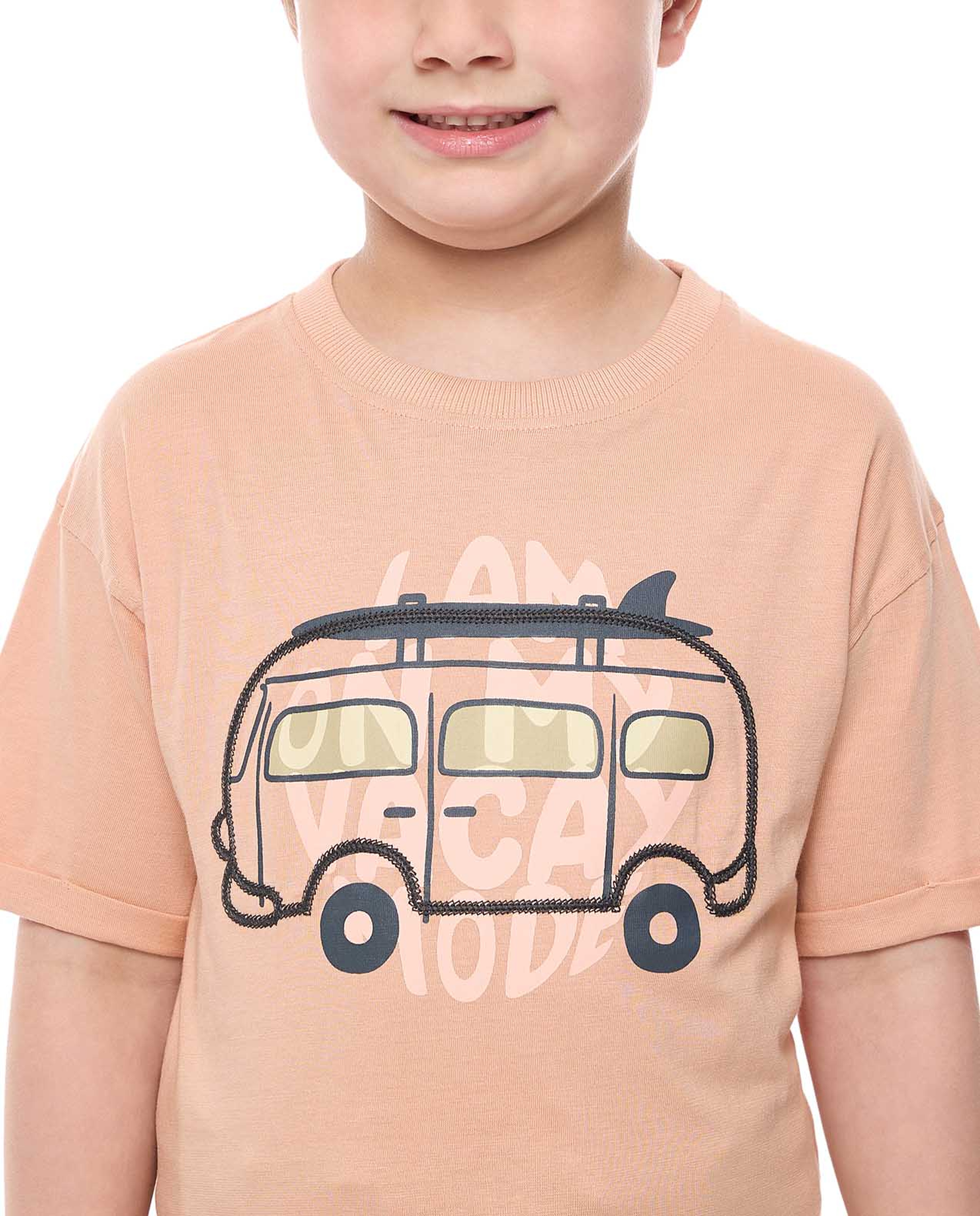 Printed T-Shirt with Crew Neck and Short Sleeves