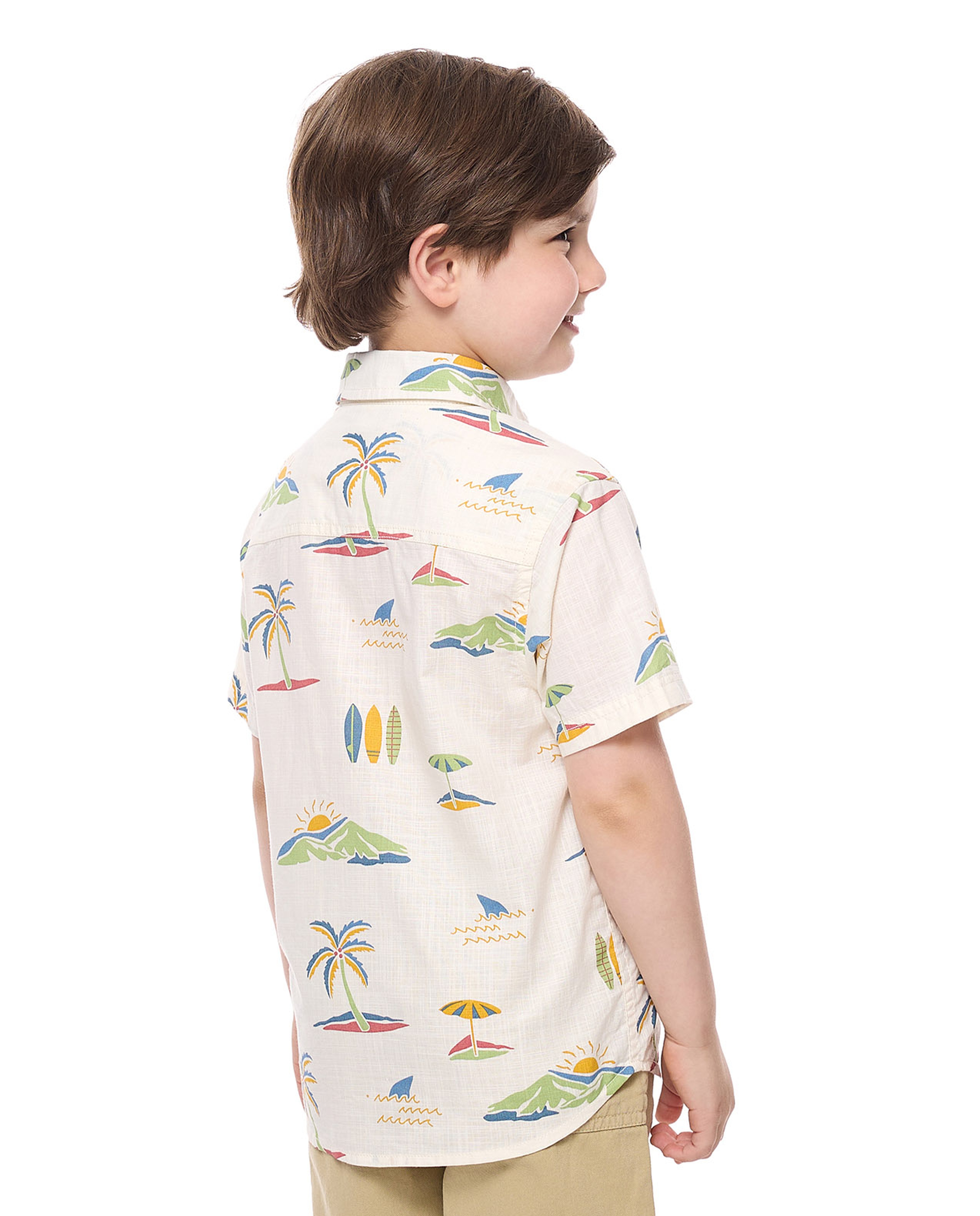 Printed Shirt with Classic Collar and Short Sleeves