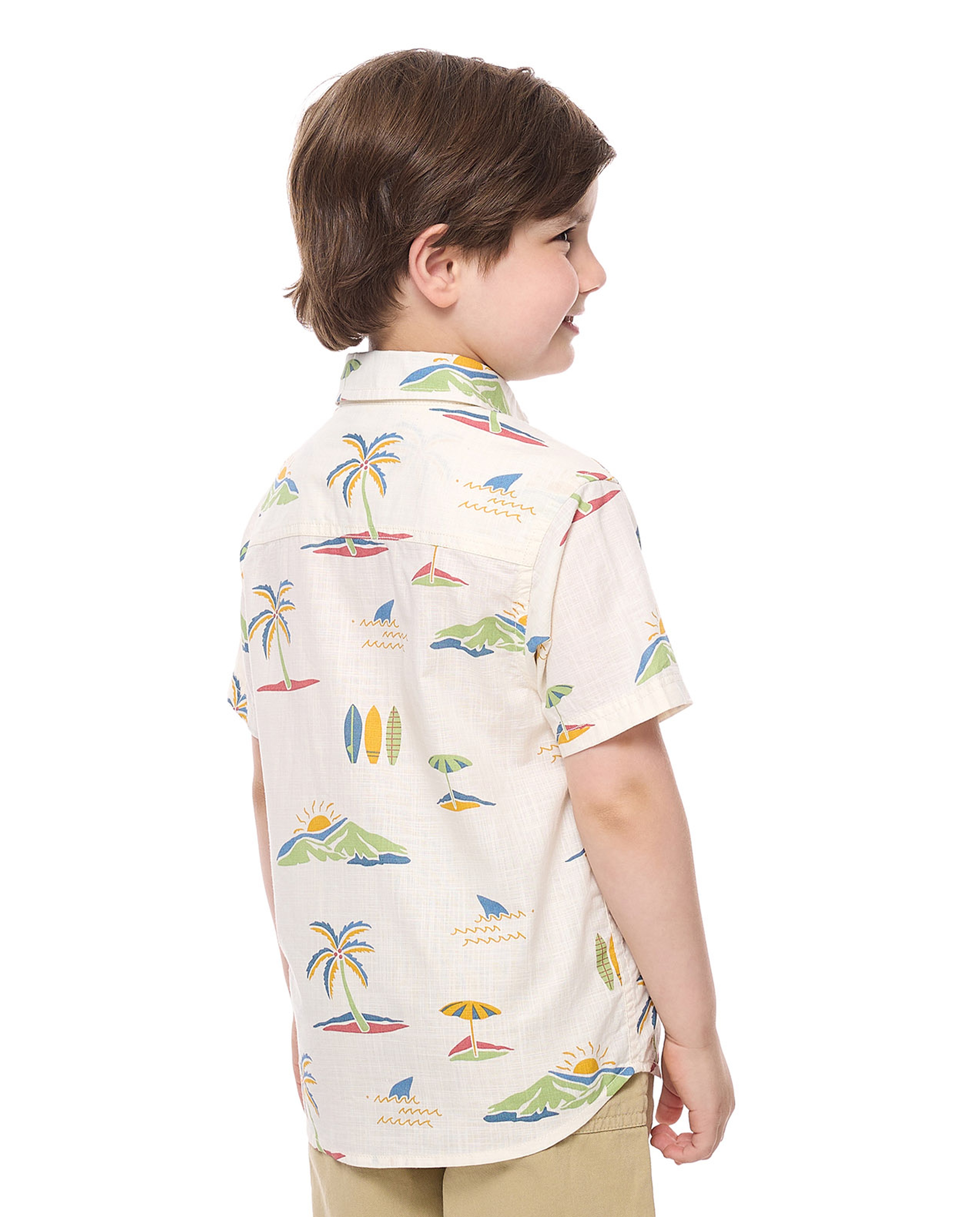 Printed Shirt with Classic Collar and Short Sleeves