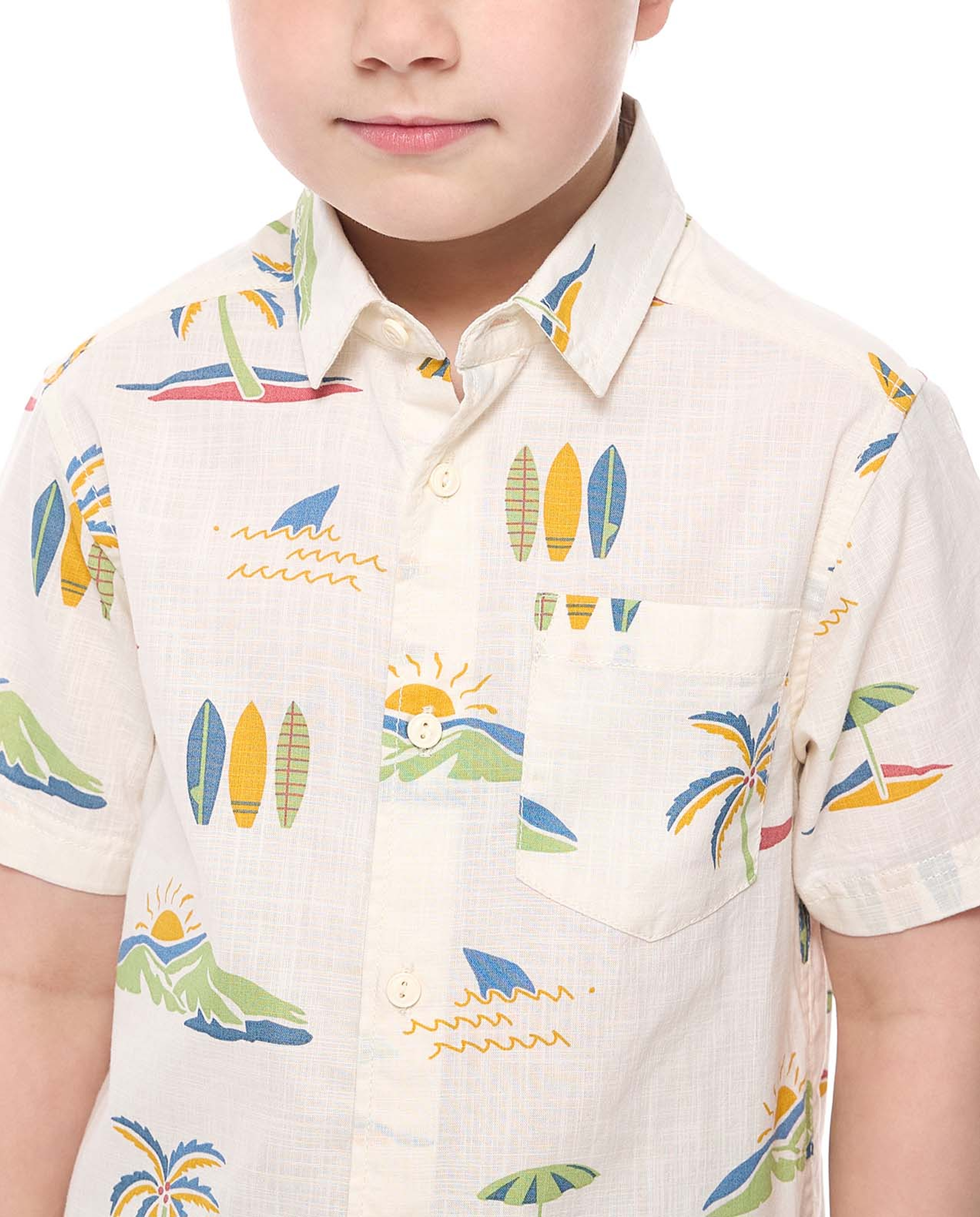 Printed Shirt with Classic Collar and Short Sleeves