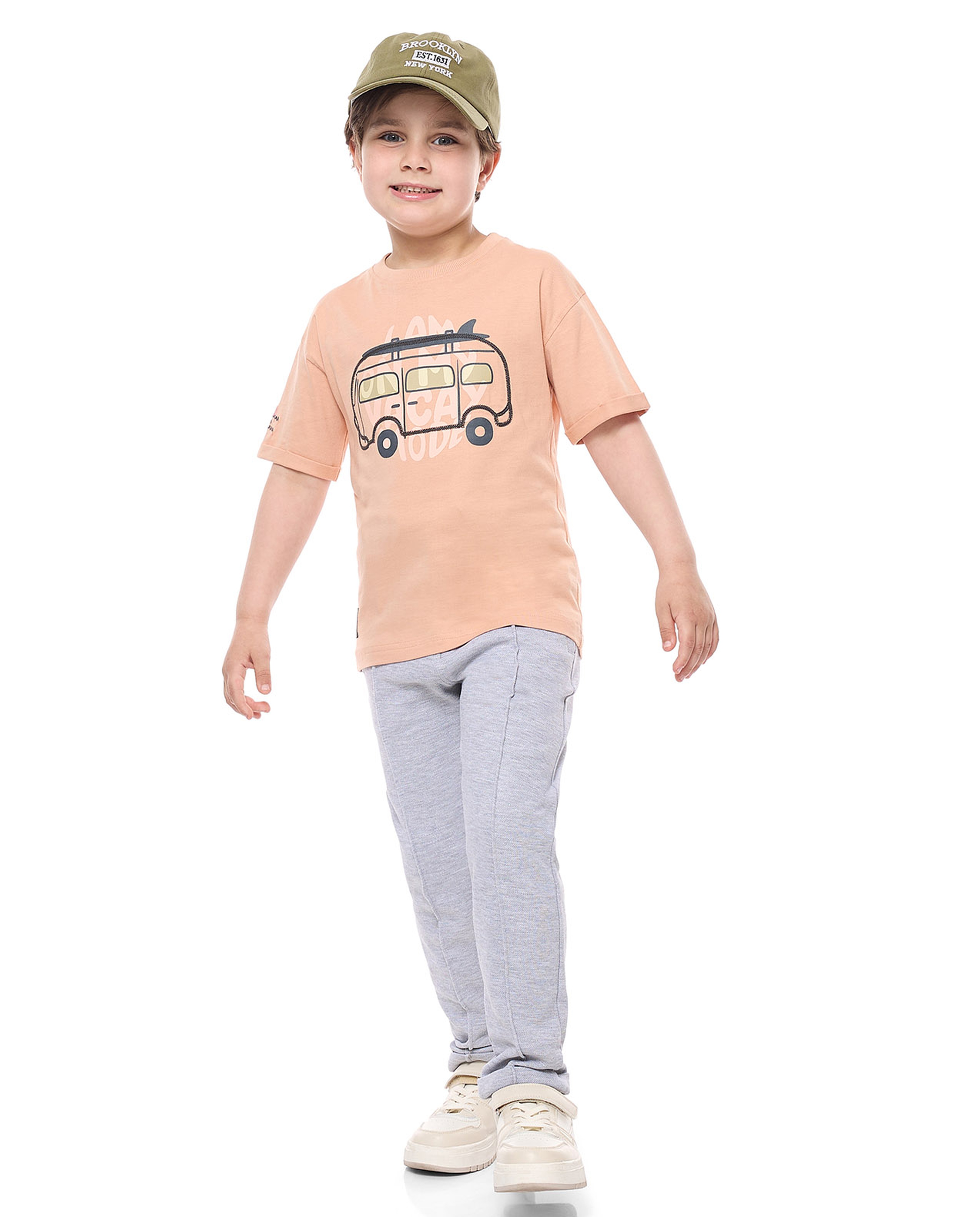 Printed T-Shirt with Crew Neck and Short Sleeves