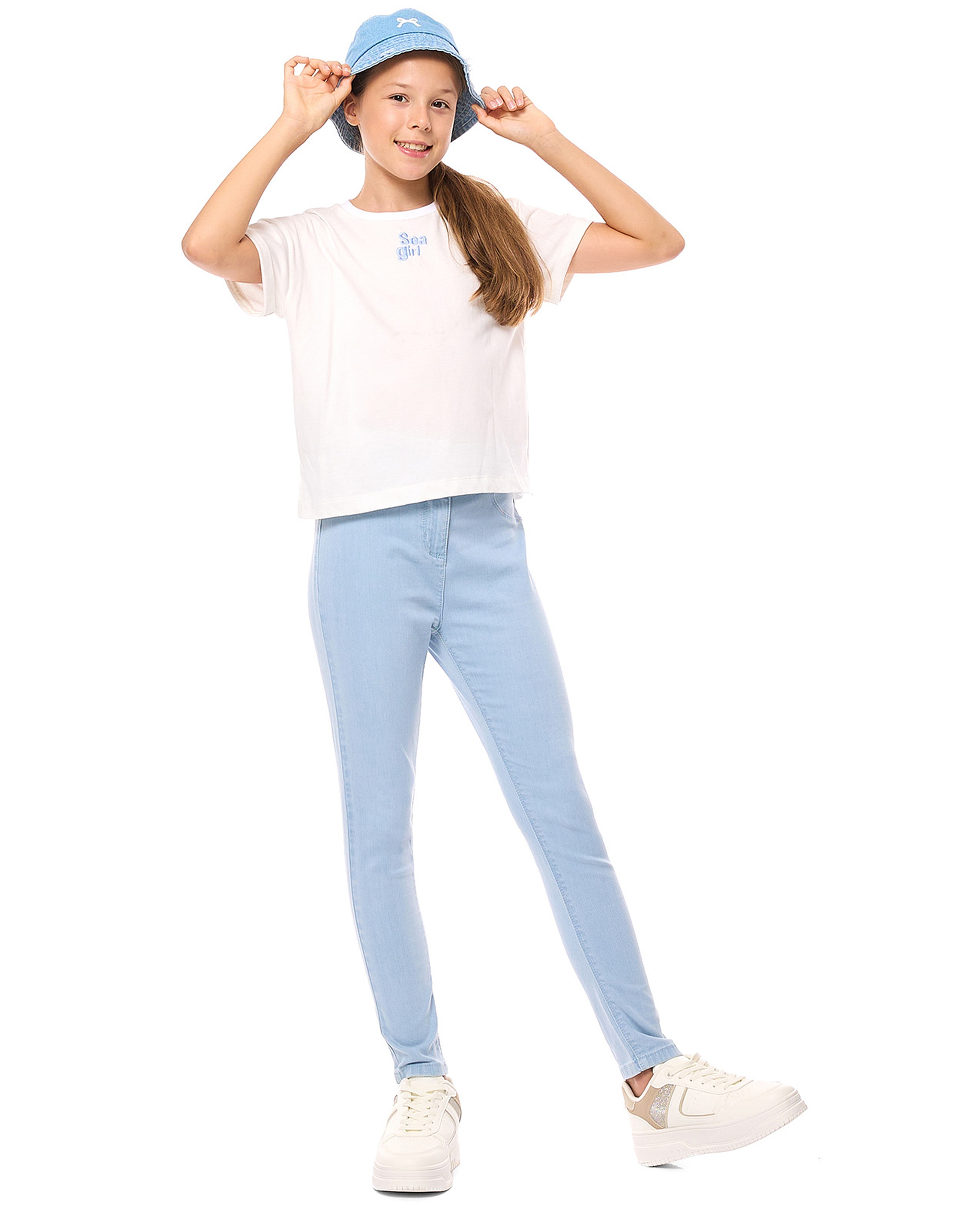 Washed Slim Fit Jeans with Button Closure