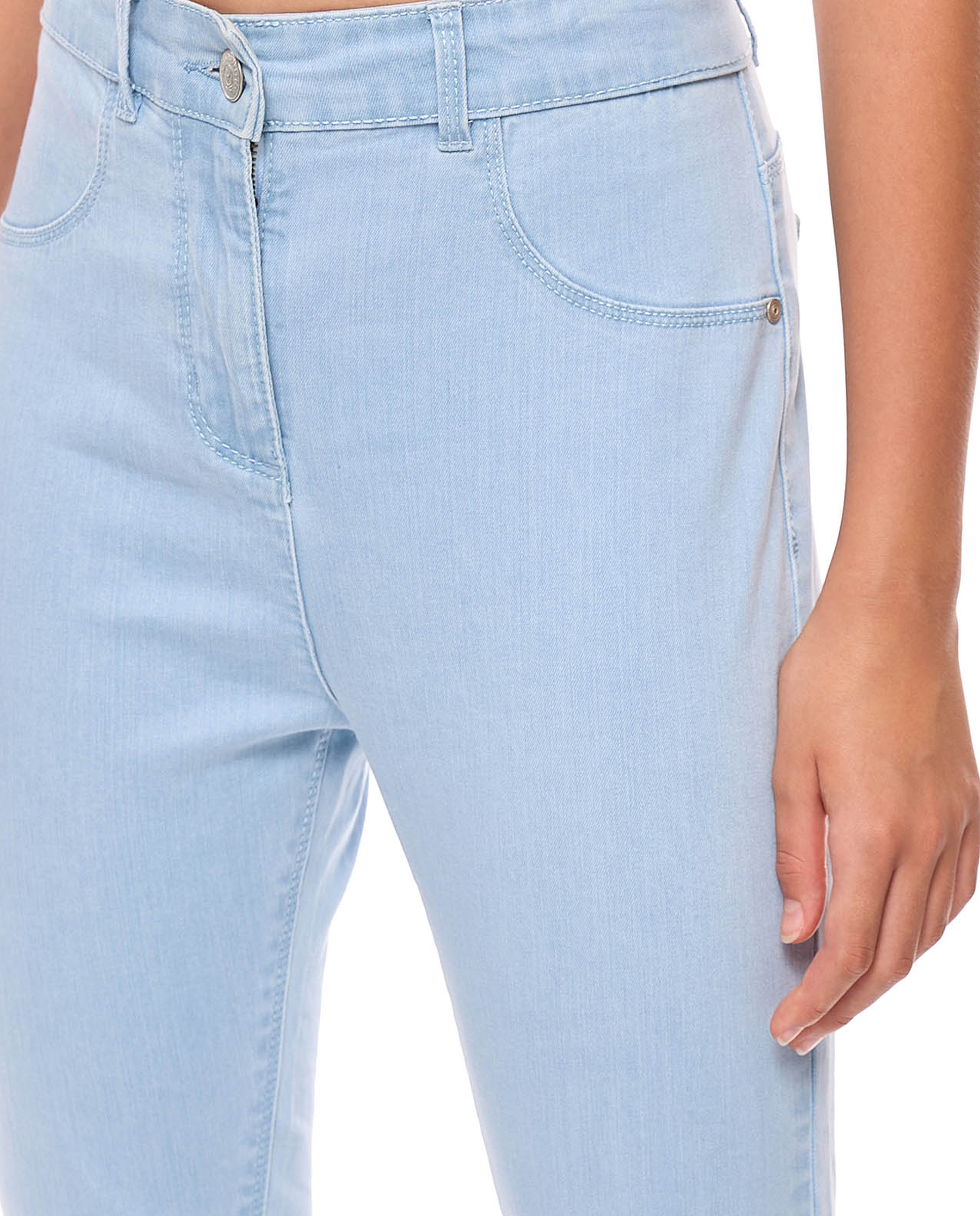 Washed Slim Fit Jeans with Button Closure